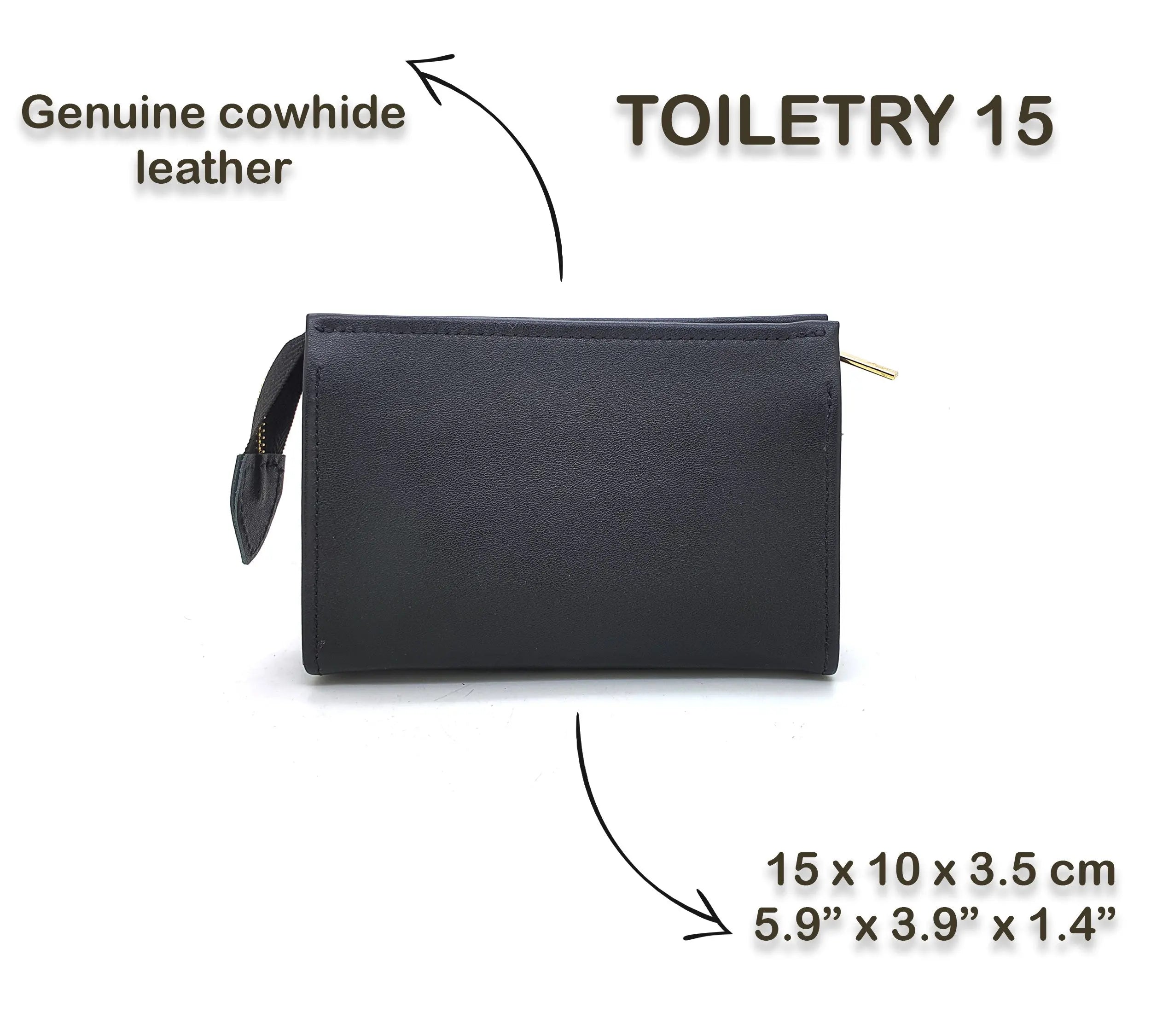 Leather Toiletry Pouch 15 - Black dressupyourpurse