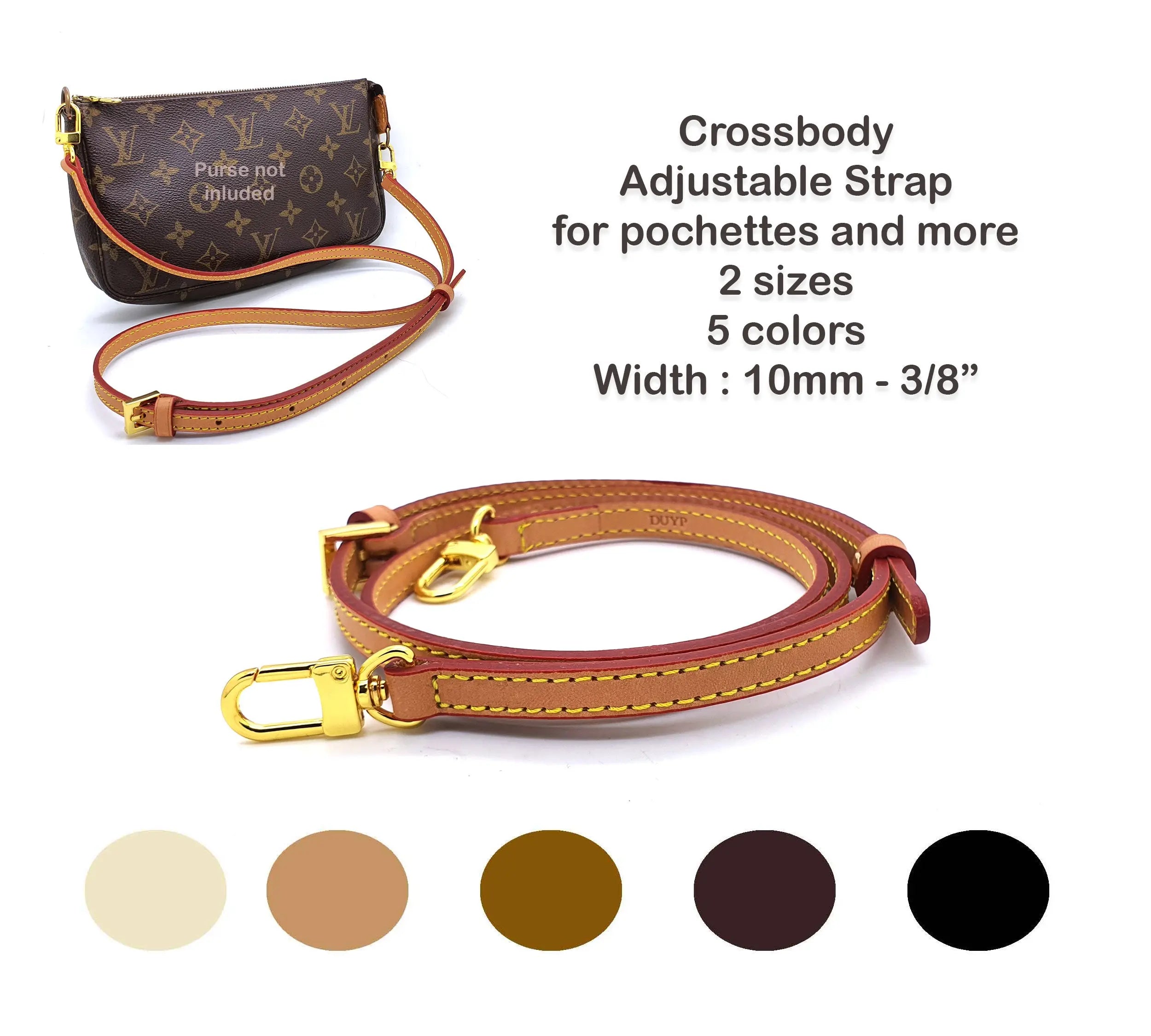 3/8" - 10mm Adjustable Leather Strap - 6 colors - 2 sizes dressupyourpurse