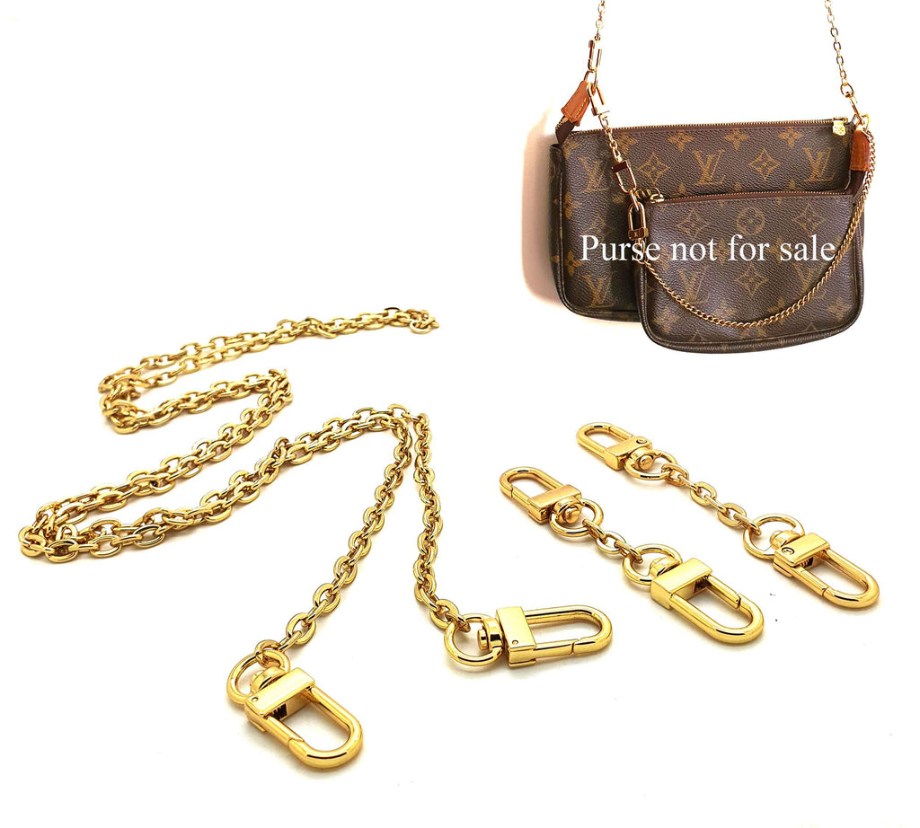 Petite Chain Strap Extender Accessory for LV Pochette & More Mini Elongated  Box Chain With Mini Lobster Clasp Gold or Nickel Finishes 
