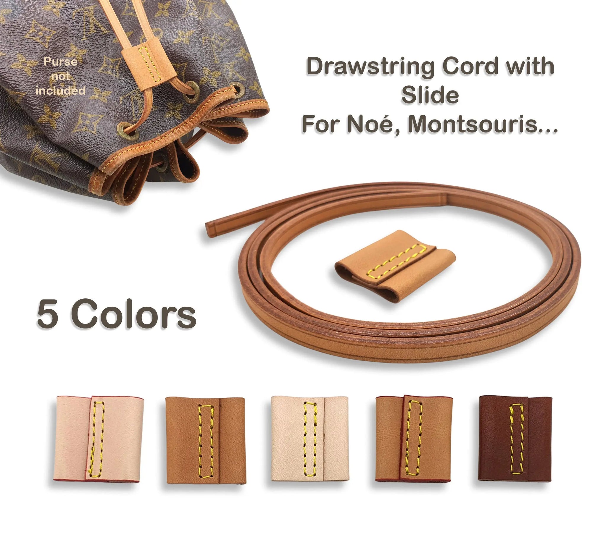 Vachetta Leather Drawstring Cord 6mm with Slide
