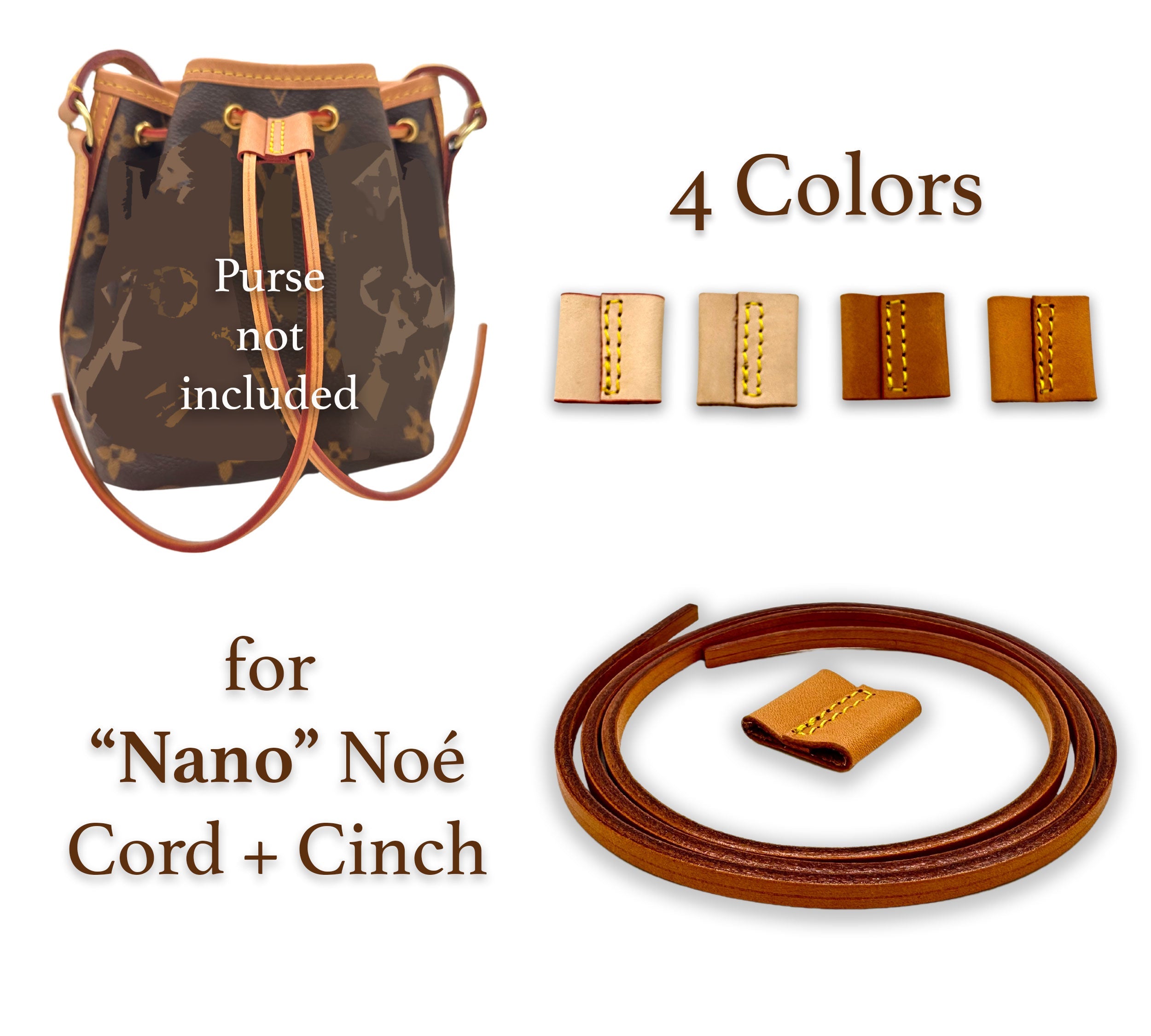 Vachetta Leather Drawstring Cord 4m with Slide For NANO NOE dressupyourpurse