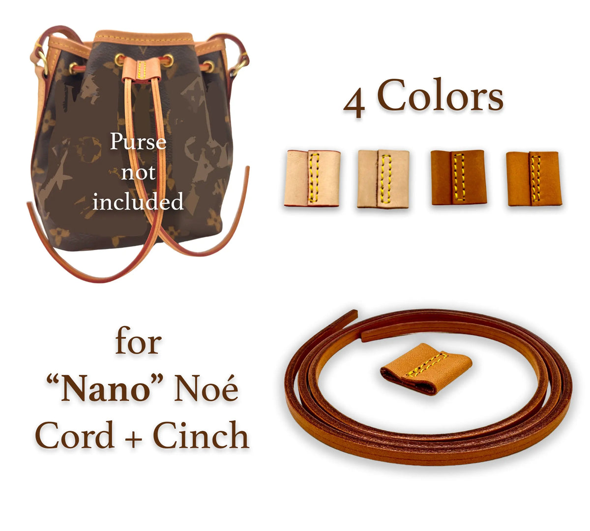 Vachetta Leather Drawstring Cord 4m with Slide For NANO NOE dressupyourpurse