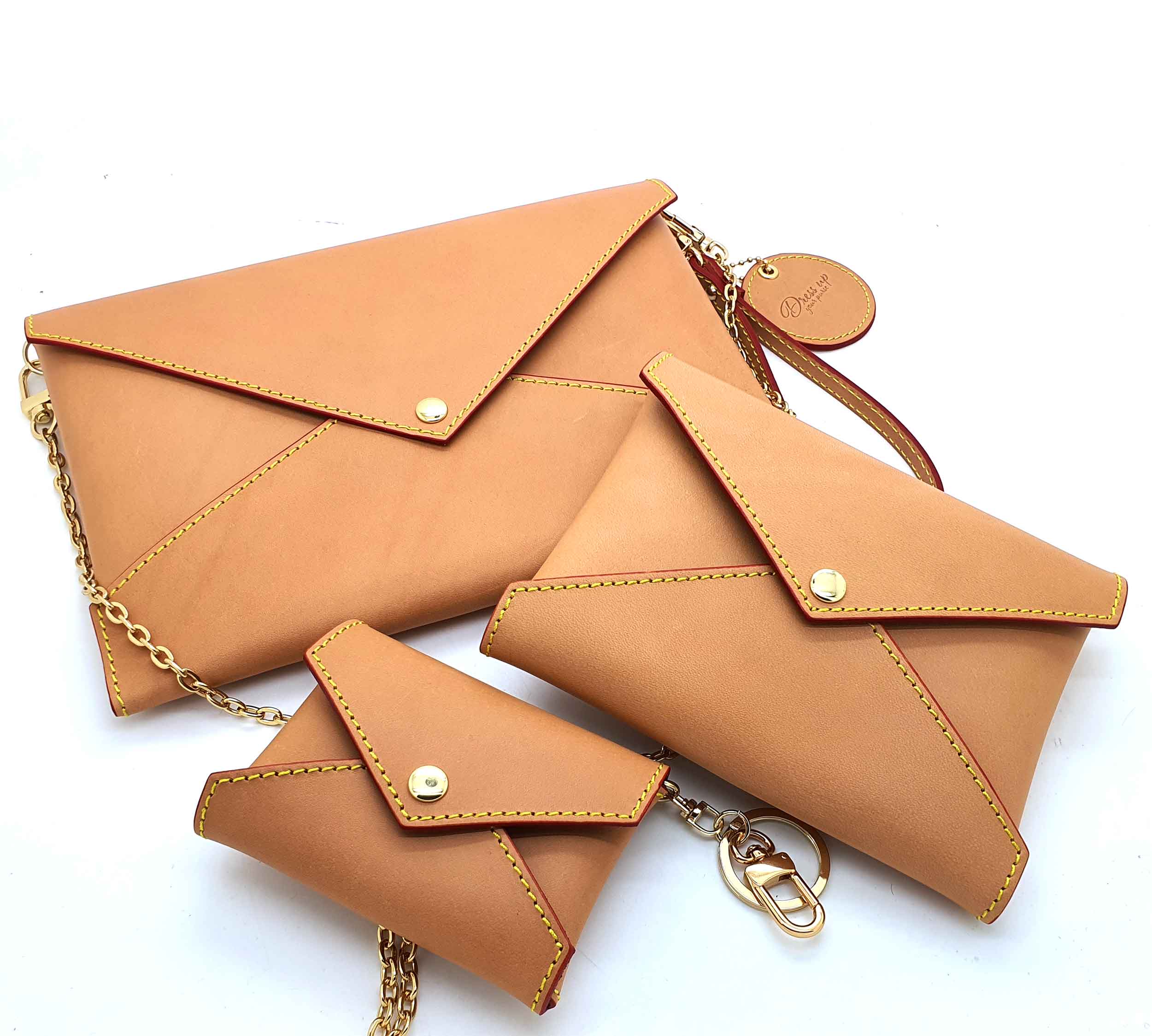 Honey Vachetta Leather - Envelope trio - Clutch Set dressupyourpurse
