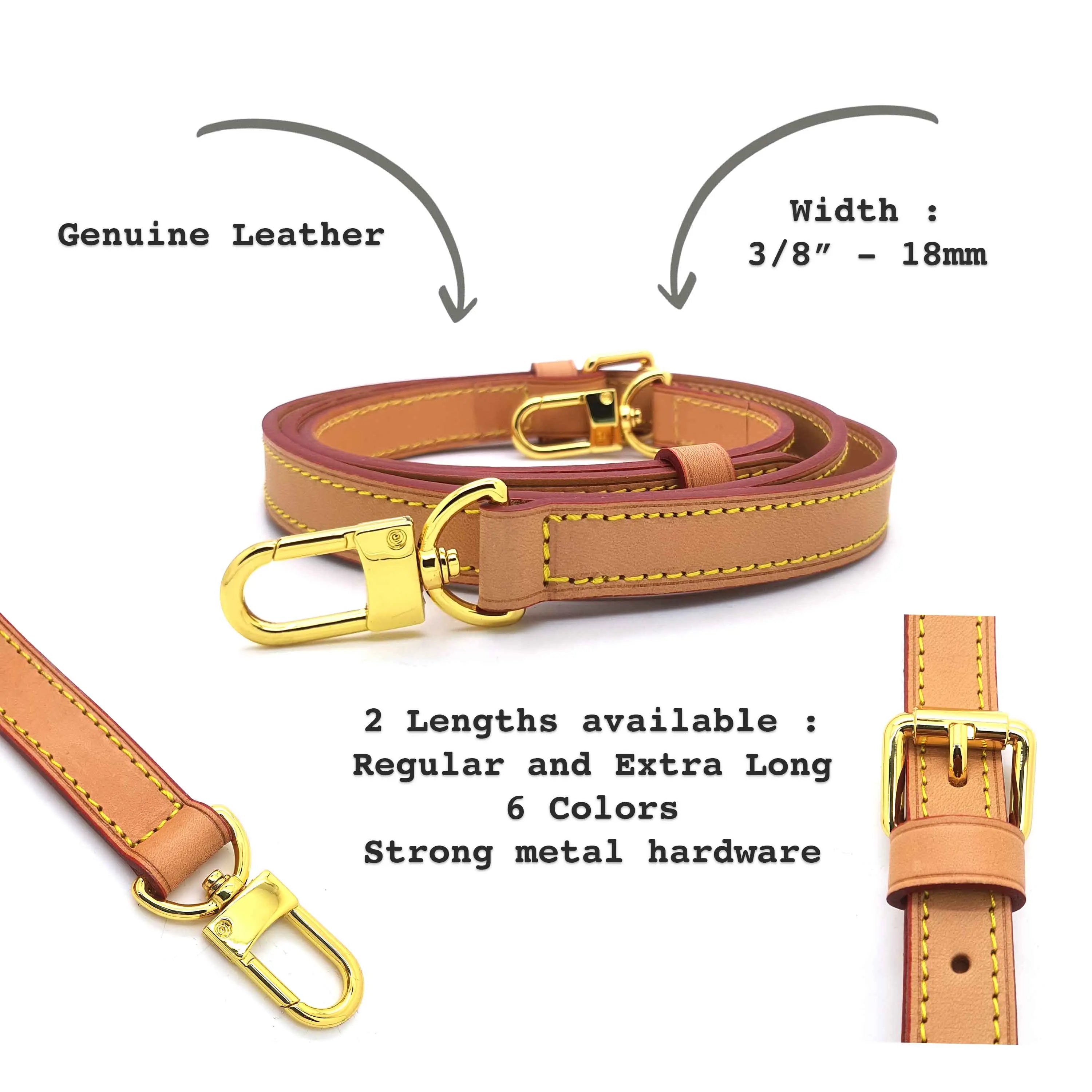 18mm - 3/4 Leather Adjustable Strap - 2 sizes - 6 colors dressupyourpurse