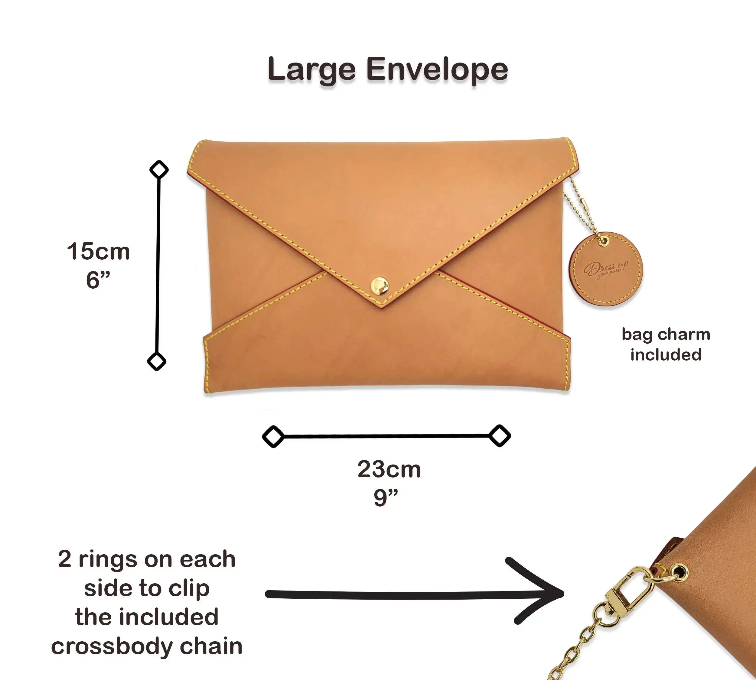 Honey Vachetta Leather - Envelope trio - Clutch Set dressupyourpurse