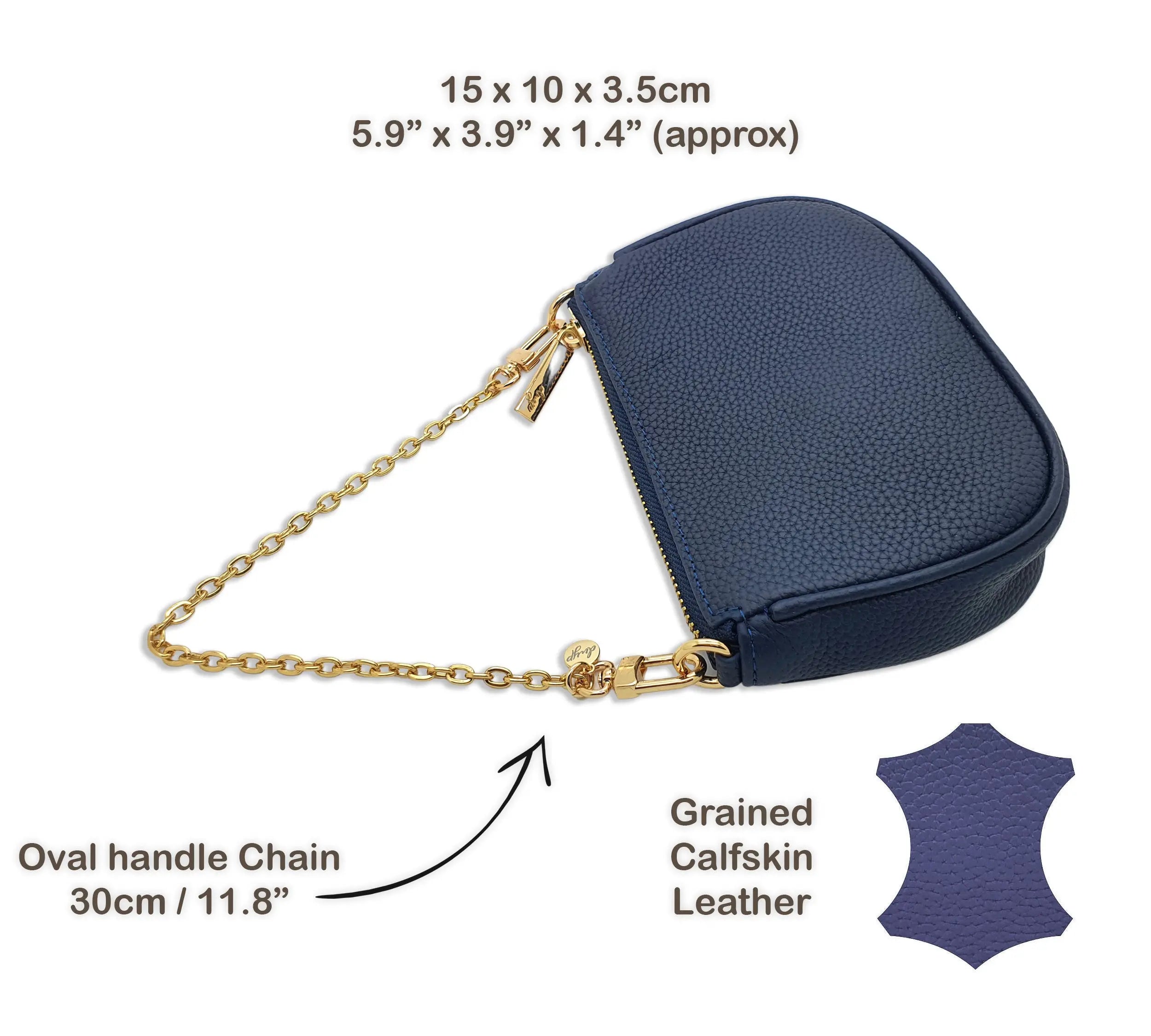HCC X DUYP - Mini pochette - Navy Blue Grained Leather dressupyourpurse