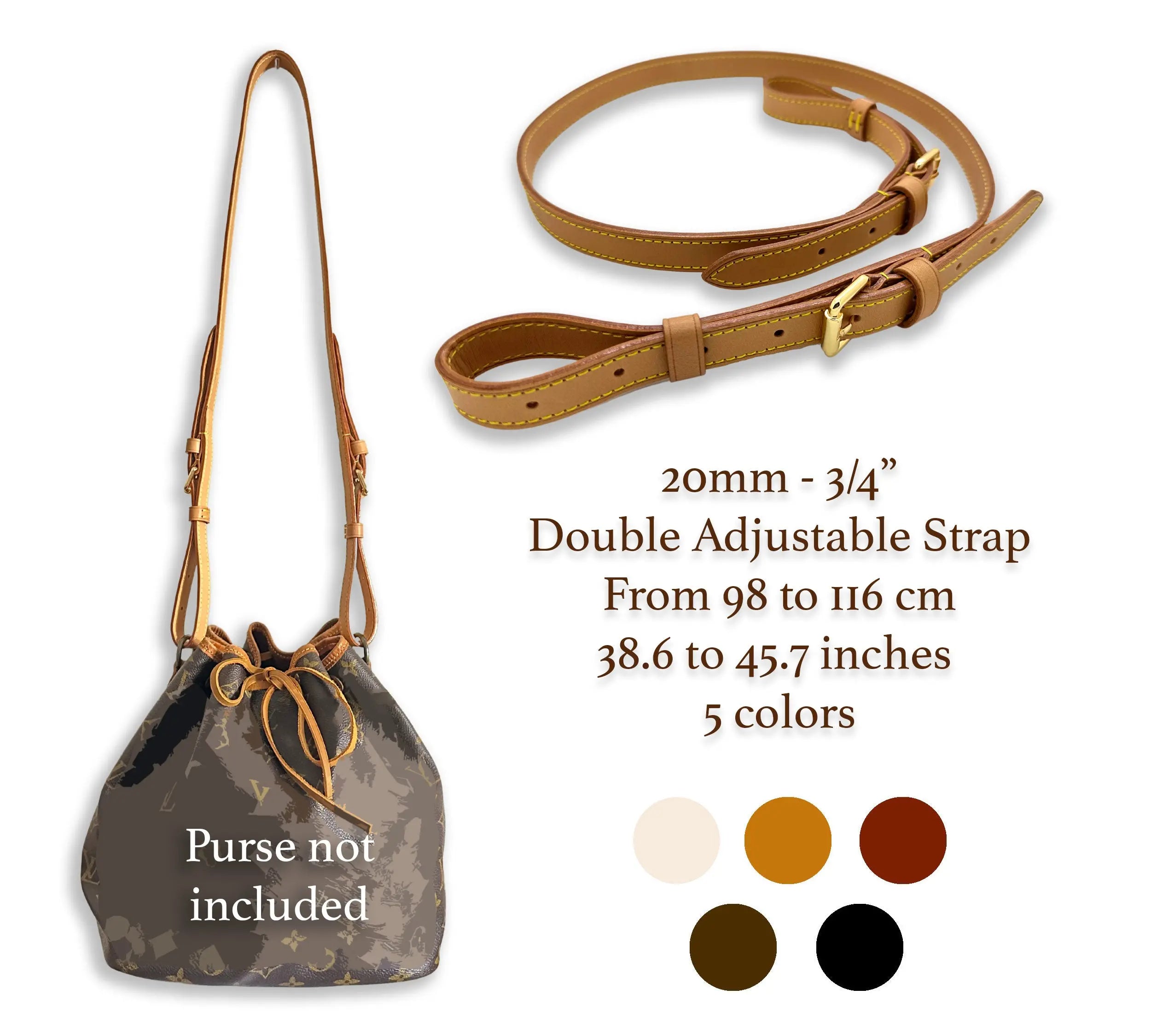 20mm - 3/4 Double Adjustable Strap for Noé and More dressupyourpurse