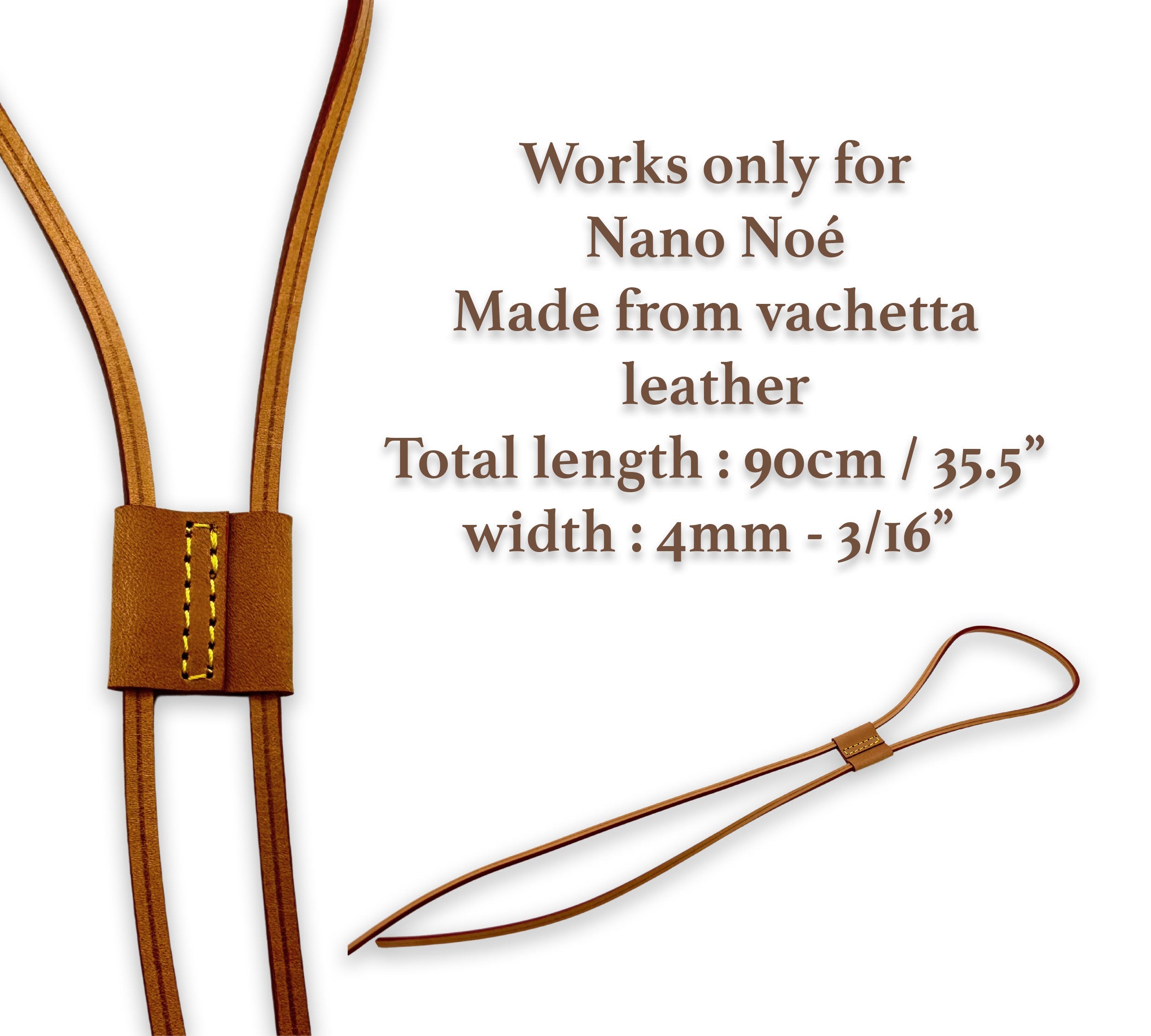 Vachetta Leather Drawstring Cord 4m with Slide For NANO NOE dressupyourpurse