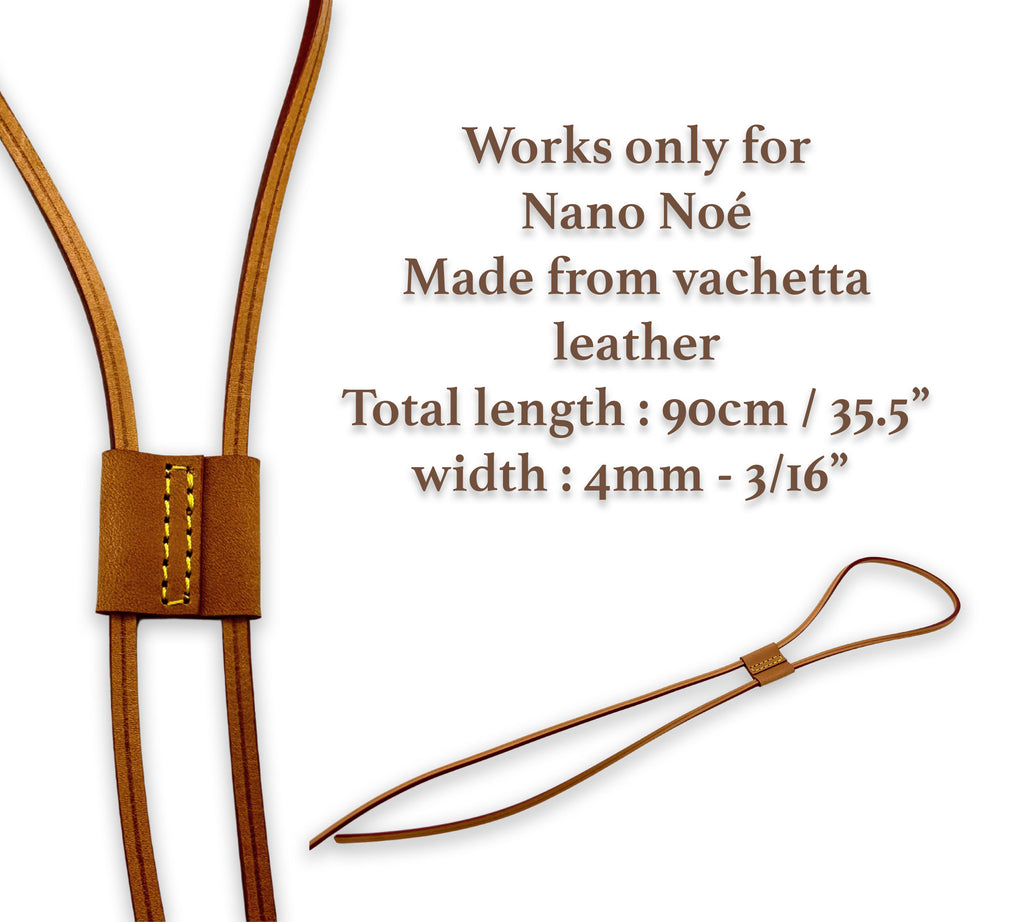 Vachetta Leather Drawstring Cord 6mm with Slide - for Noe, MONTSOURIS, Dark Patina