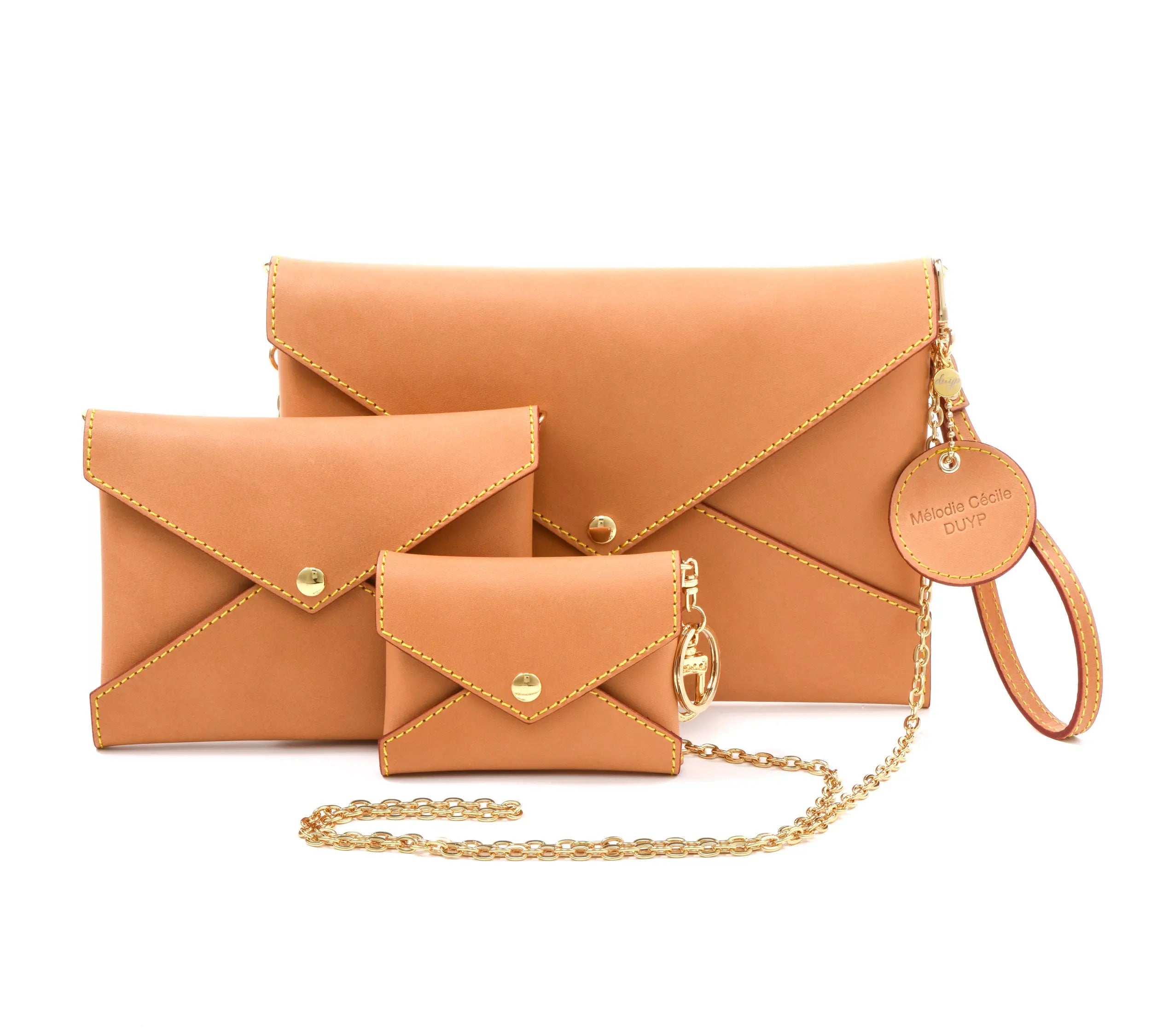 Honey Vachetta Leather - Envelope trio - Clutch Set dressupyourpurse