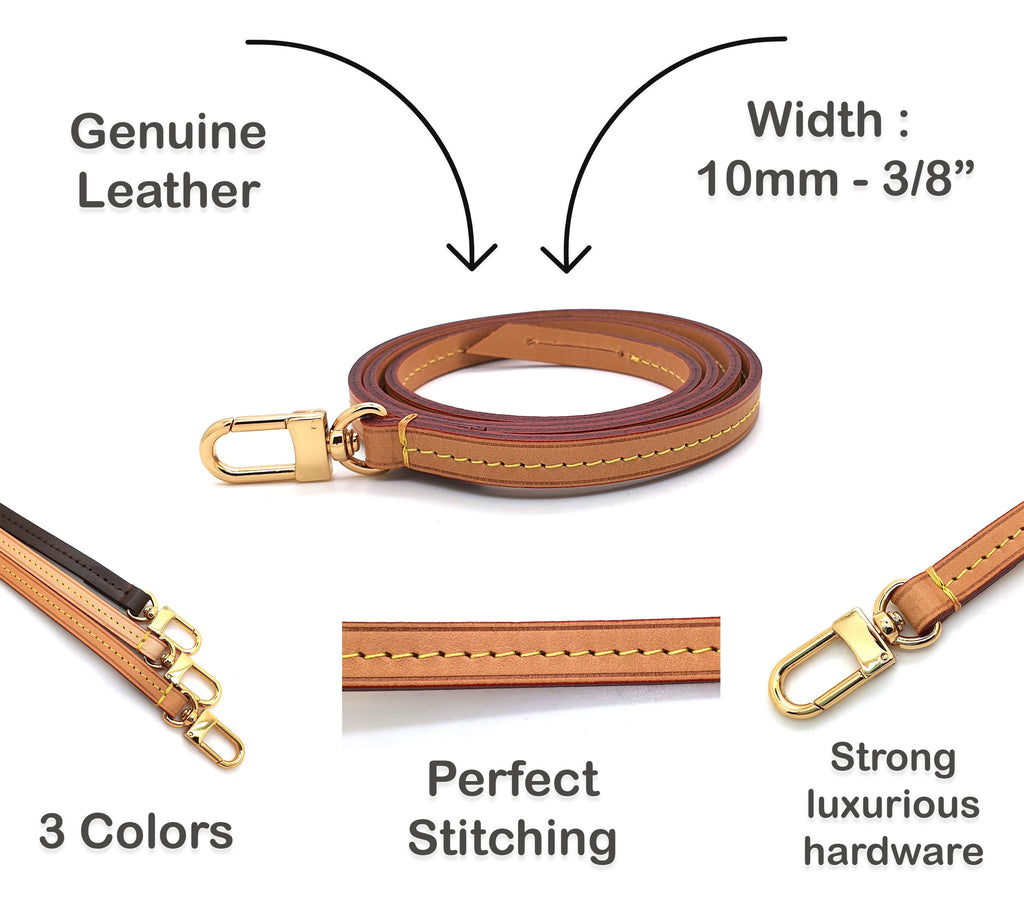 OULARIO Vachetta Leather Adjustable Crossbody Strap for Pochette Small Bags Favorite Mini NM Eva PM mm (Vachetta Leather Strap with Shoulder Pad)