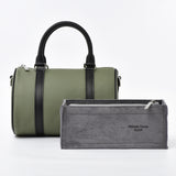 OLIVE Togo and Vachetta Leather - Mini Boston bag