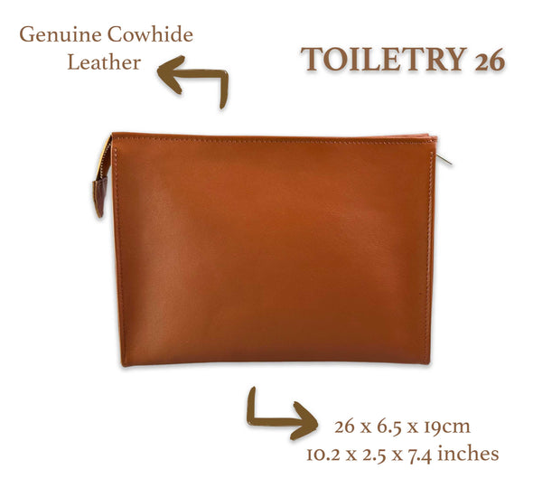 Leather Toiletry Pouch 26 - Brown
