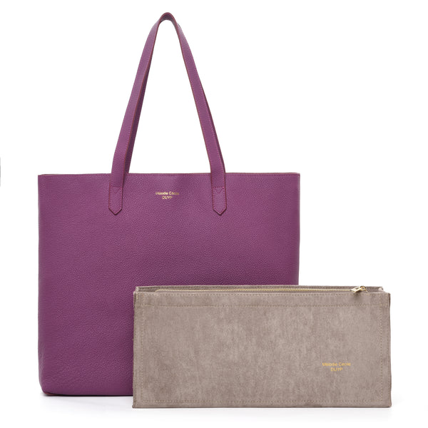 "The Everyday Tote" - Sac à bandoulière en cuir Togo avec organisateur en daim - ANEMONE PURPLE