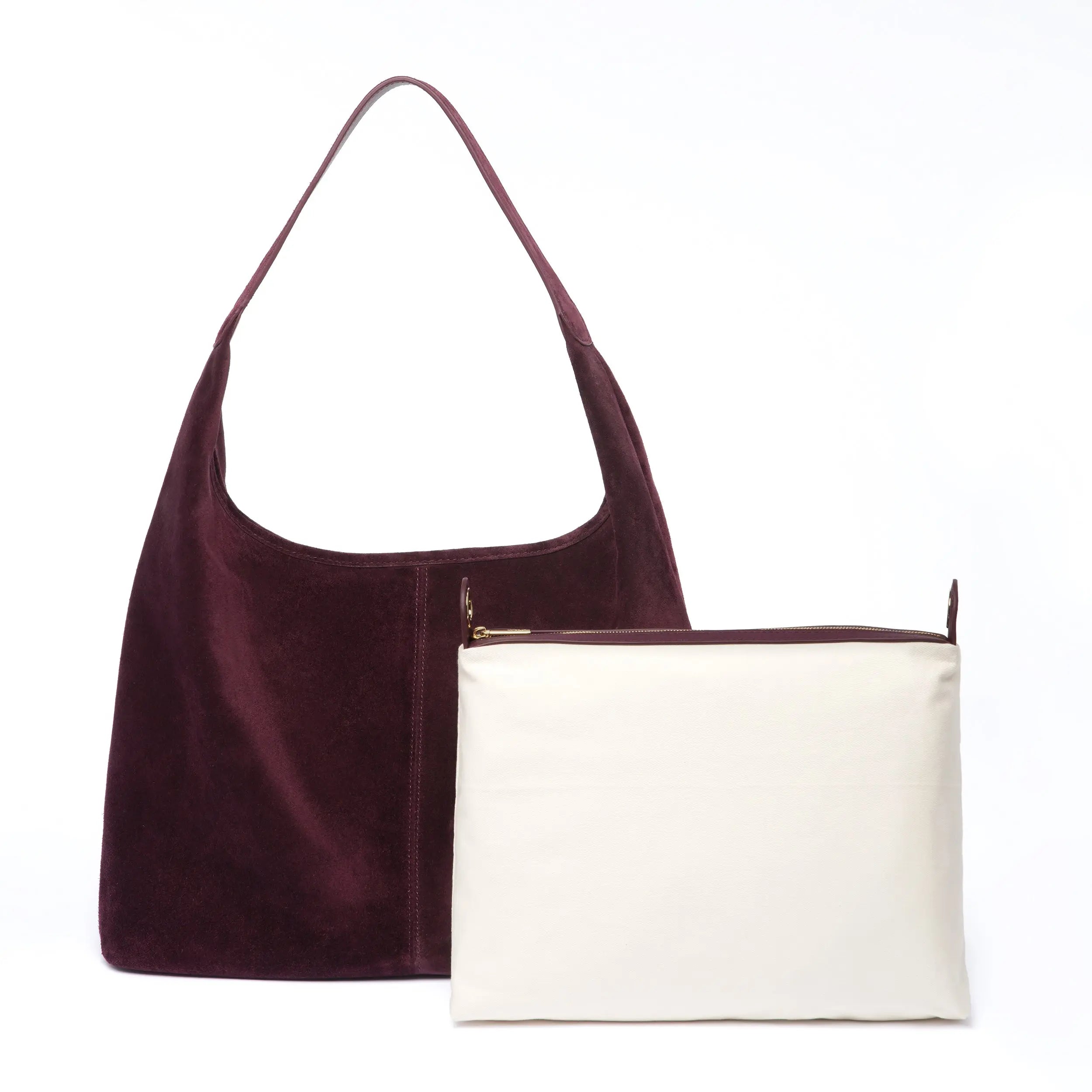 Pre Order - The Slouch Bag - Calf Suede Leather - Plum dressupyourpurse