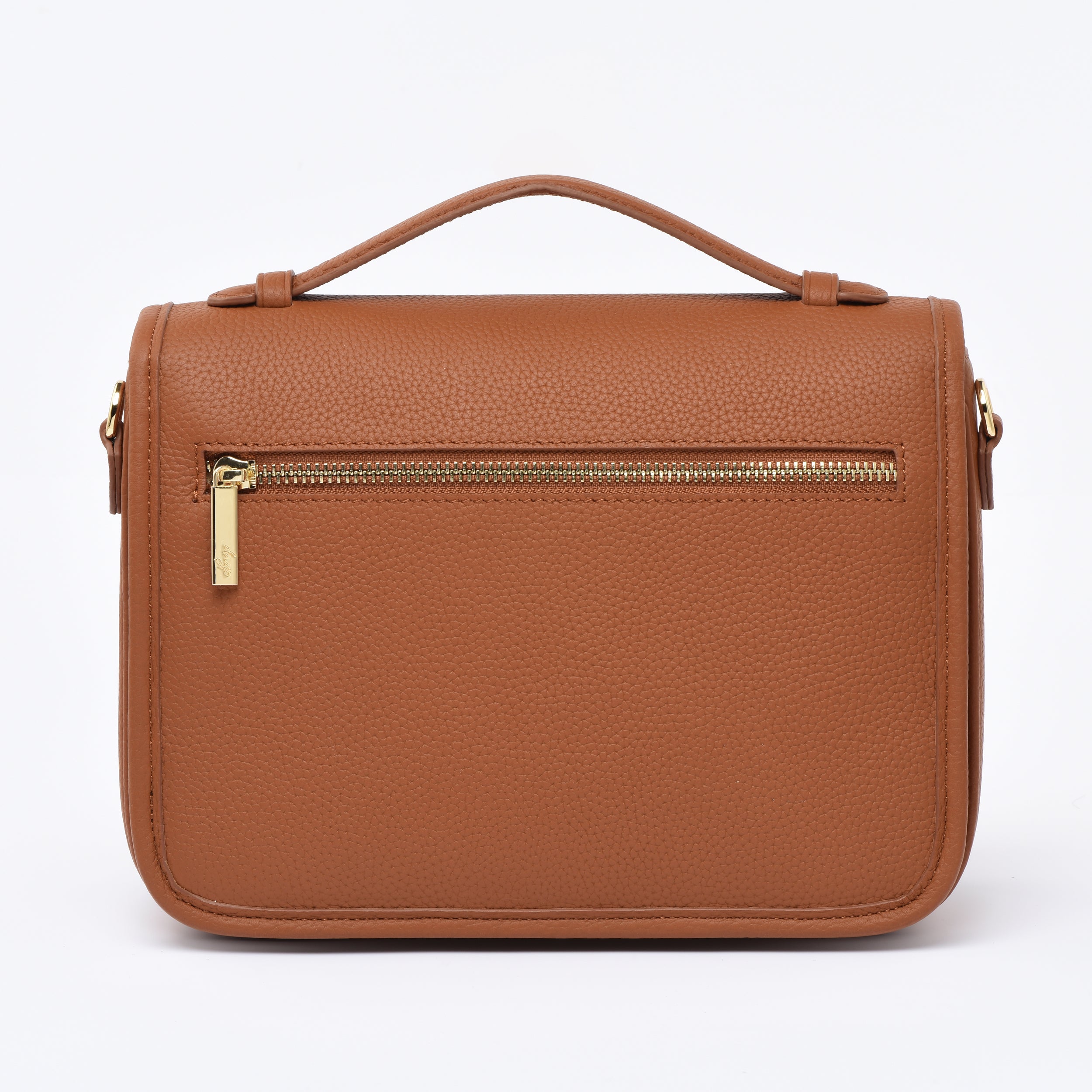 Camel Togo Leather - "Paris15" Satchel Crossbody bag