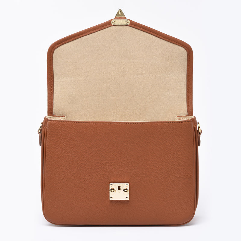 PRE ORDER Camel Togo Leather - "Paris15" Satchel Crossbody bag