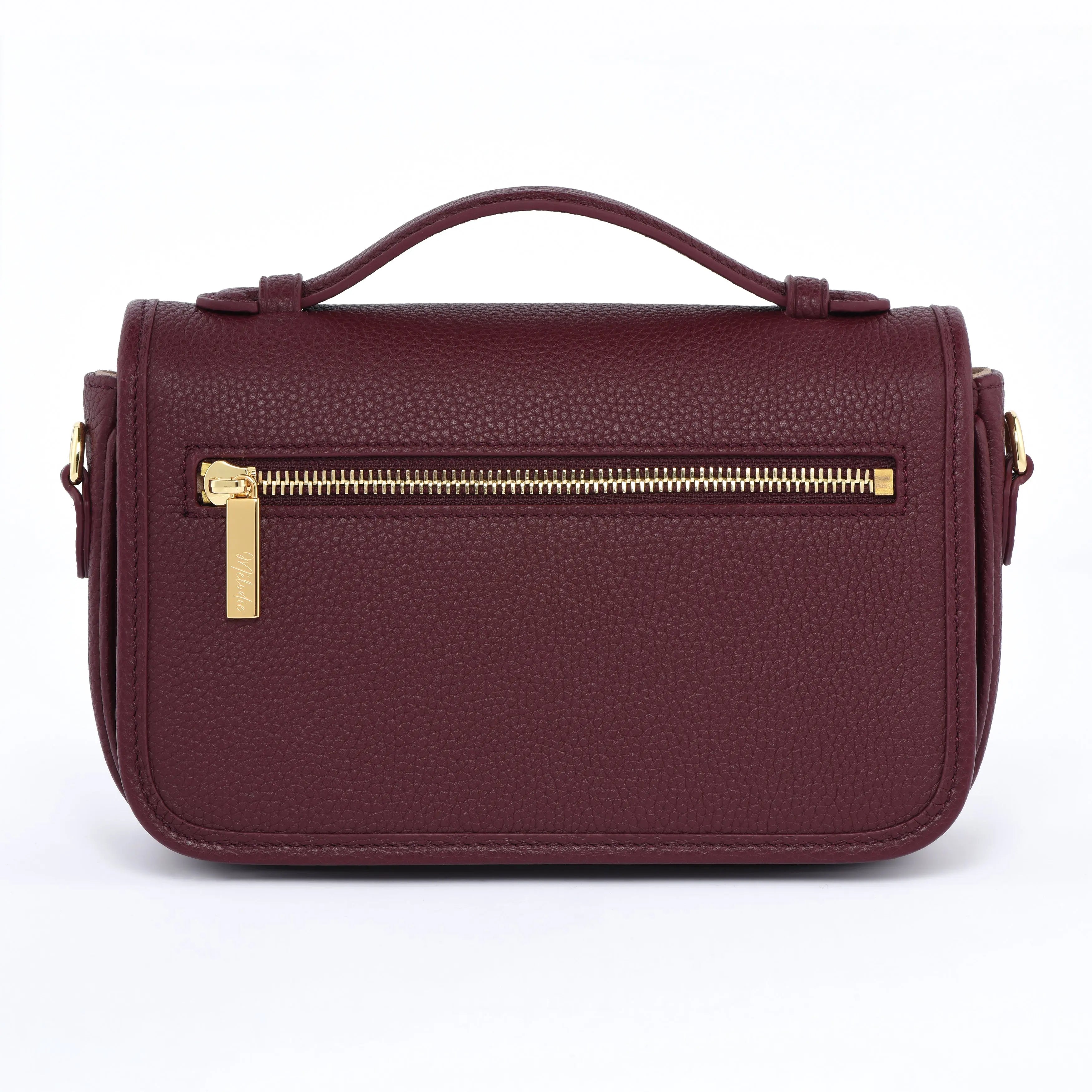 Pre Order - Petit PARIS 15 - Togo Leather Satchel bag - Burgundy dressupyourpurse