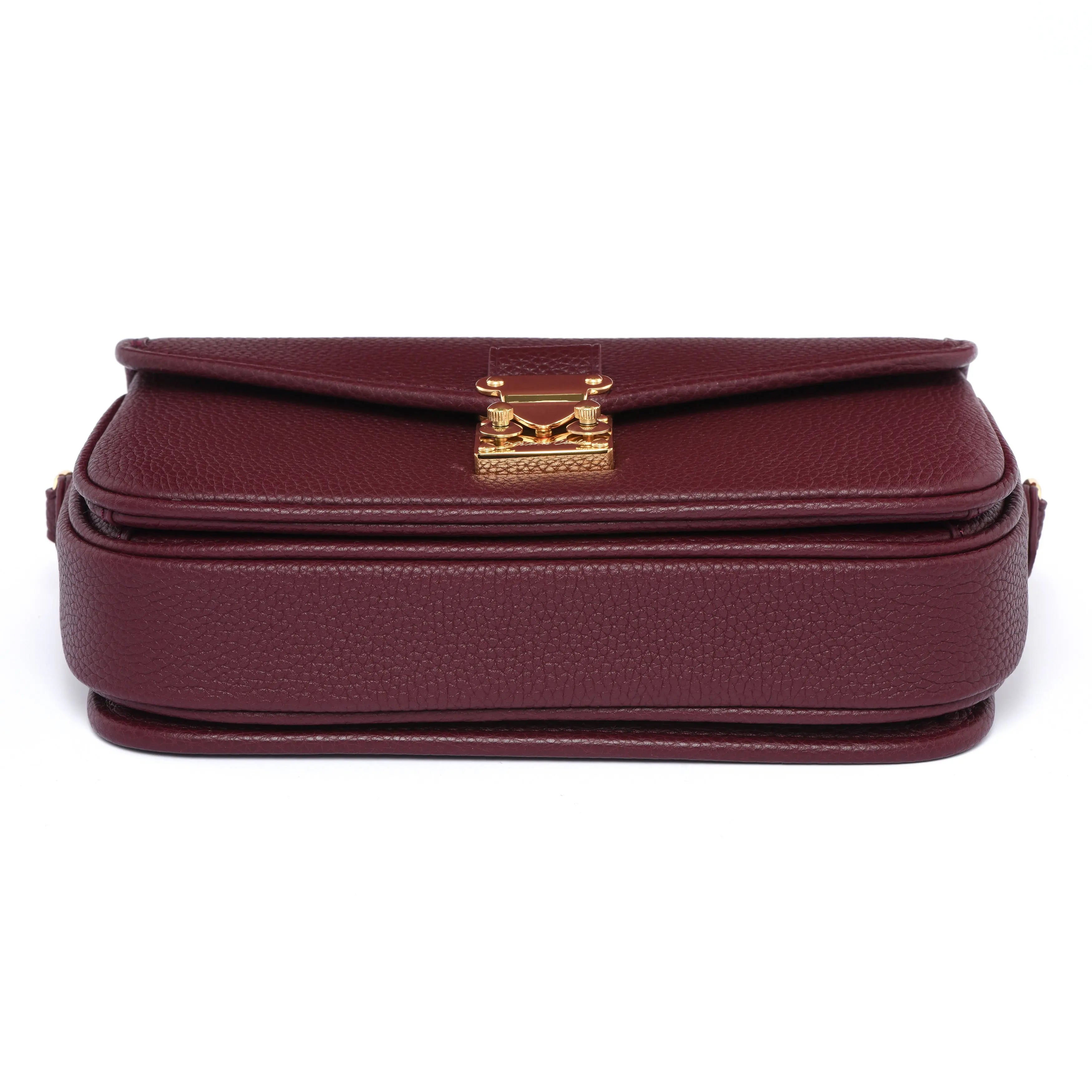Pre Order - Petit PARIS 15 - Togo Leather Satchel bag - Burgundy dressupyourpurse