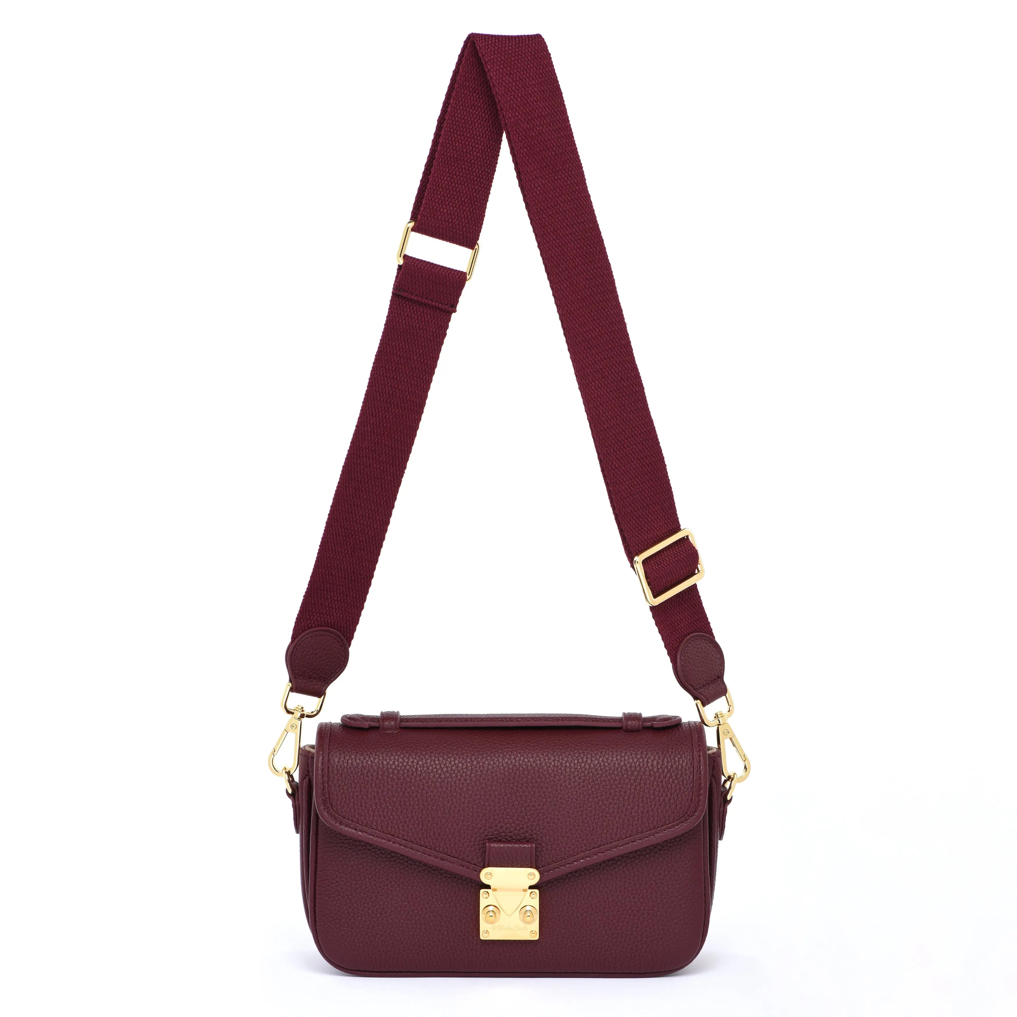 Pre Order - Petit PARIS 15 - Togo Leather Satchel bag - Burgundy dressupyourpurse