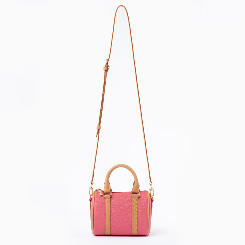 Summer Pink Togo and Honey Vachetta Leather - NANO Boston bag