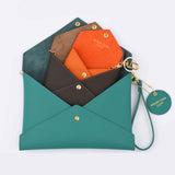 Epsom Leather - Envelope trio - Clutch Set - Teal - Dark Brown  - Orange