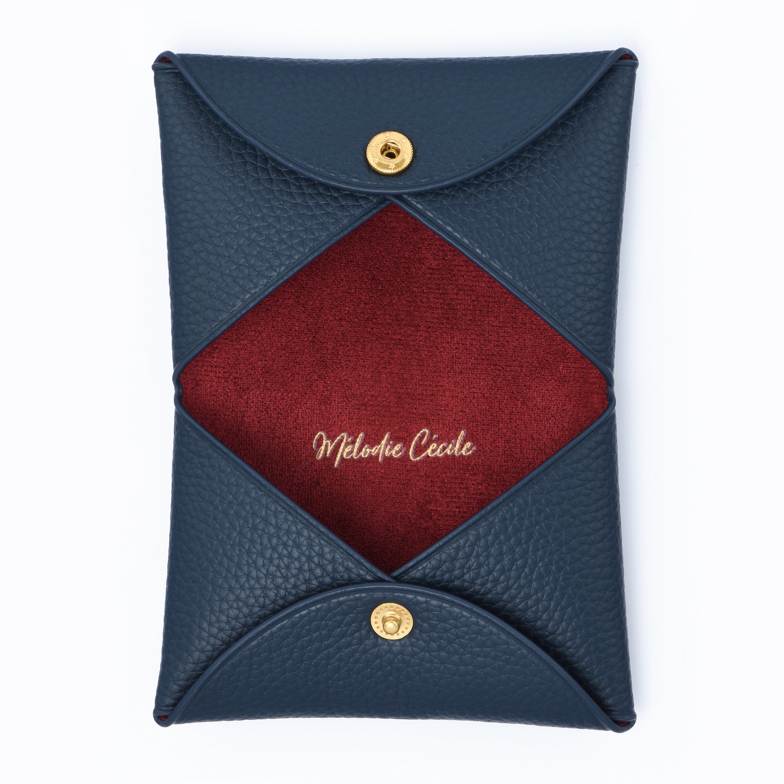 TOGO LEATHER "CORSICA" CARD HOLDER - BROWN / BURGUNDY / NAVY