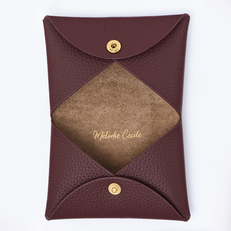 TOGO LEATHER "CORSICA" CARD HOLDER - BROWN / BURGUNDY / NAVY