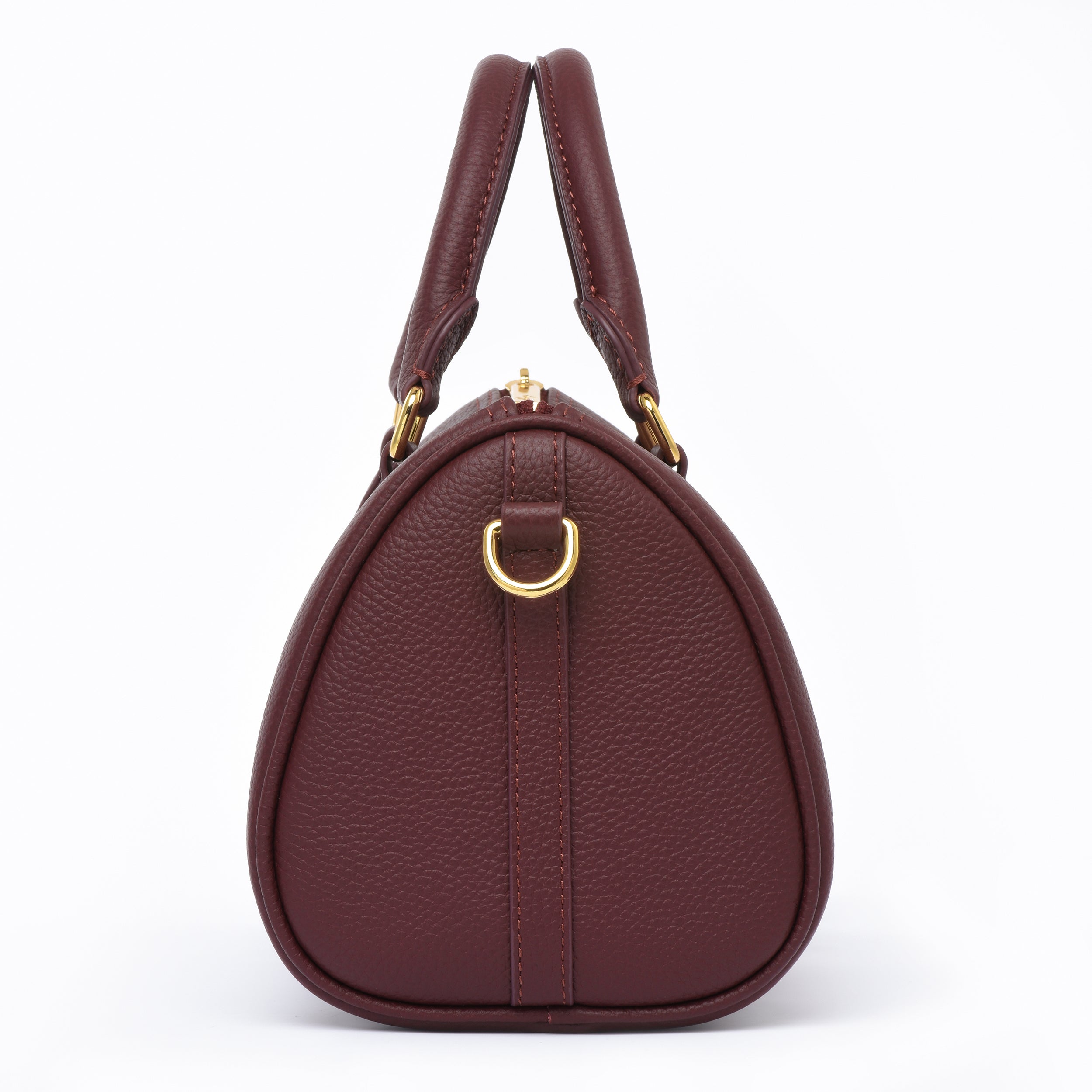 Burgundy Grained leather  - Mini Boston bag