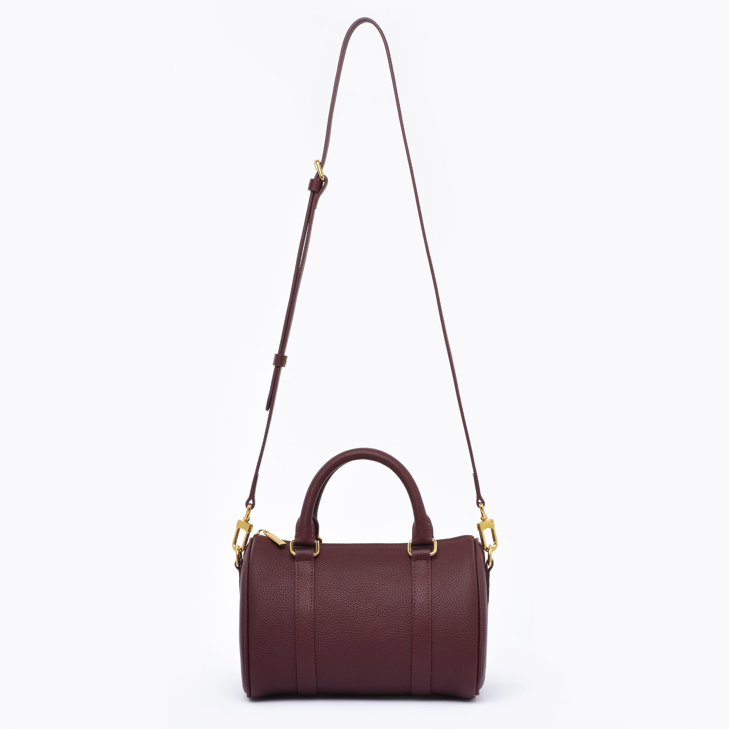 Burgundy Grained leather  - Mini Boston bag