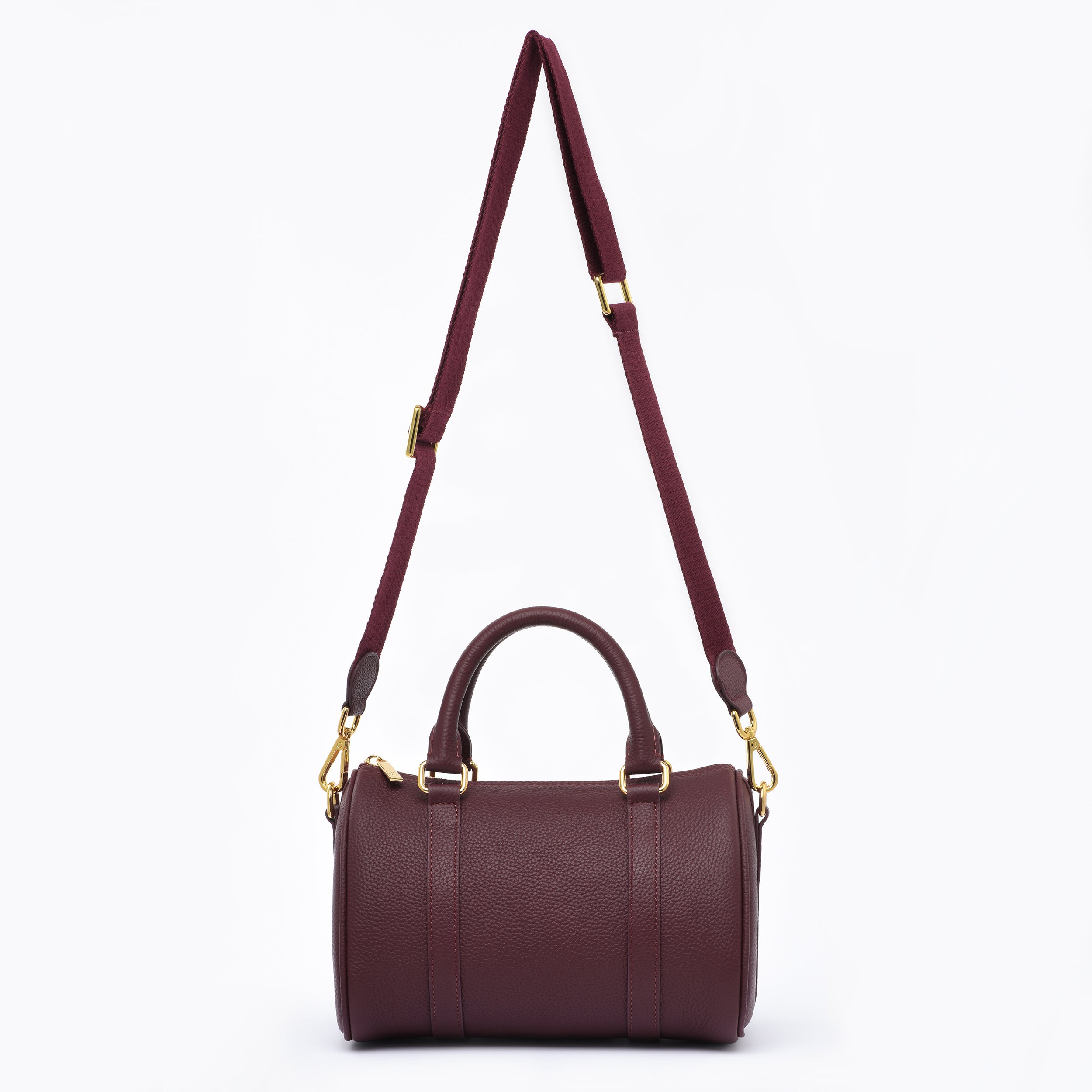 Burgundy Grained leather  - Mini Boston bag