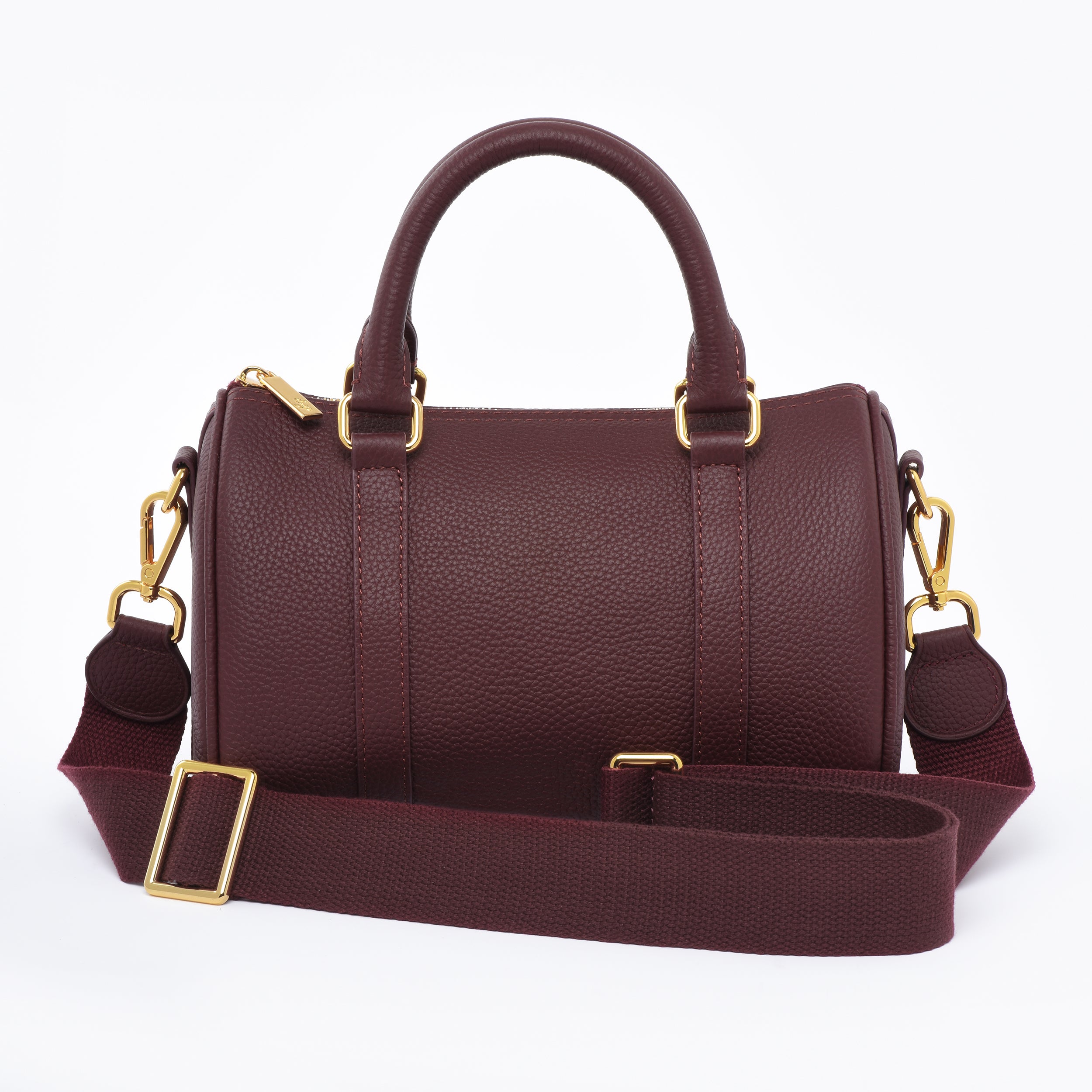 Burgundy Grained leather  - Mini Boston bag