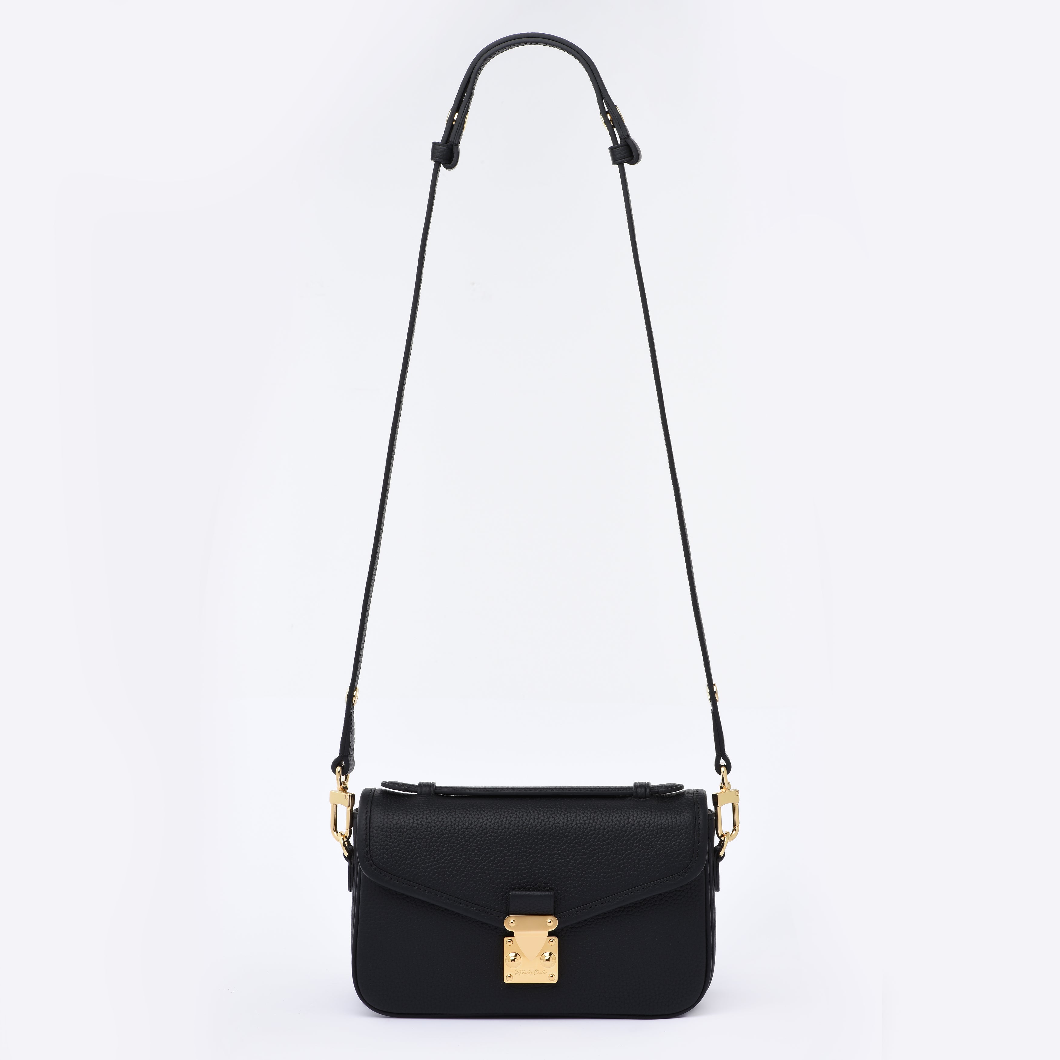 Black Togo Leather - "Le Petit Paris15" Crossbody bag