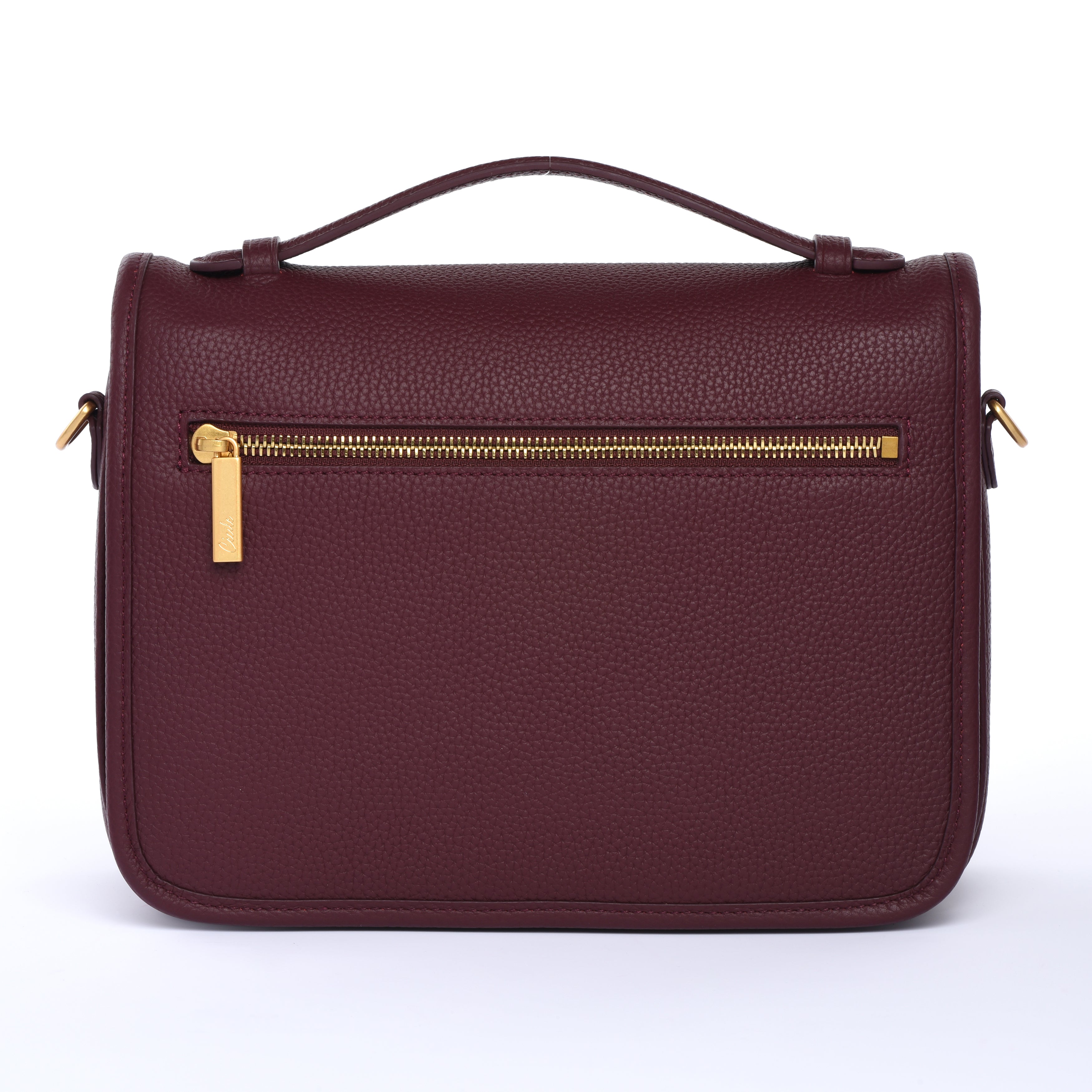 "Burgundy" Togo Leather - "Paris15" Satchel Crossbody bag