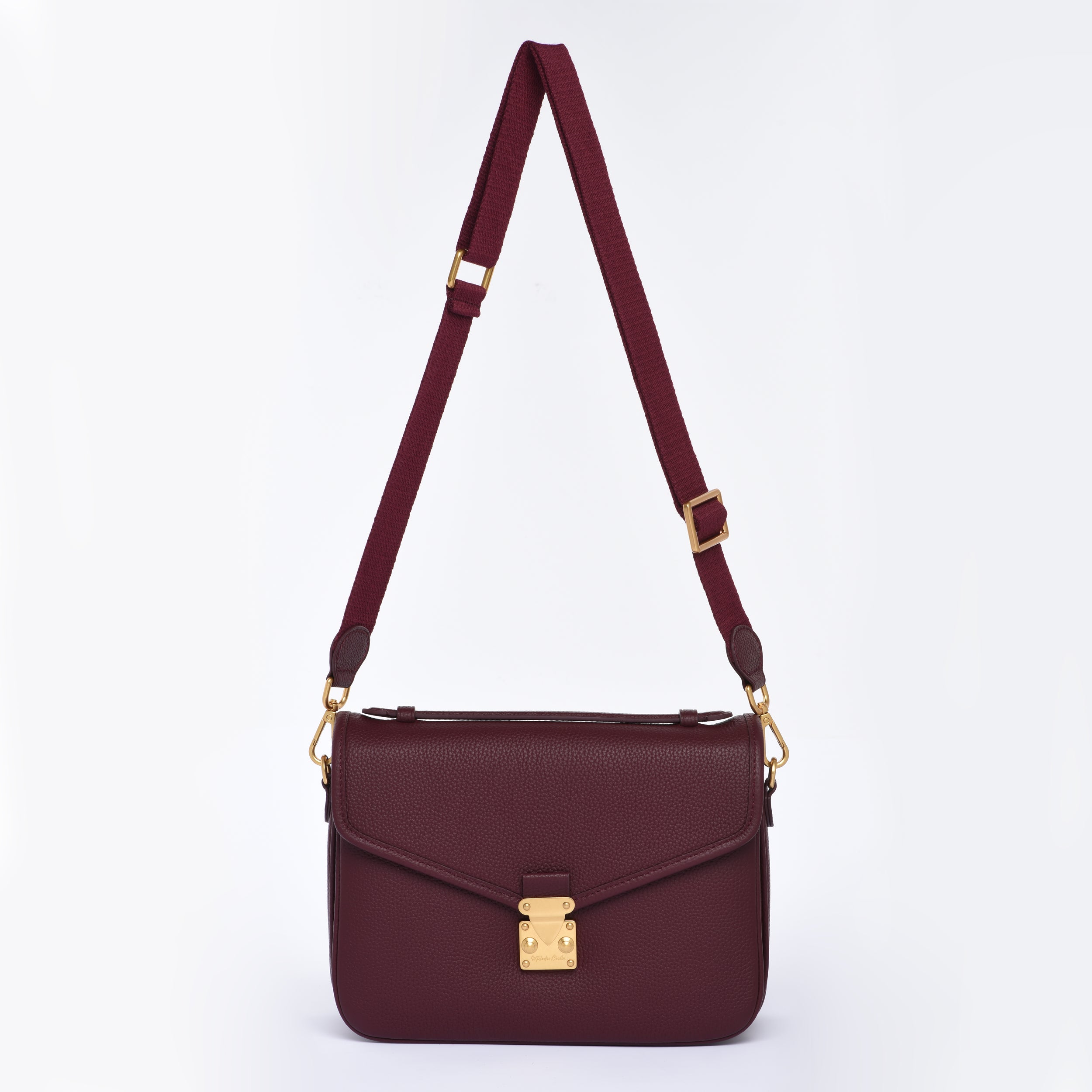 "Burgundy" Togo Leather - "Paris15" Satchel Crossbody bag