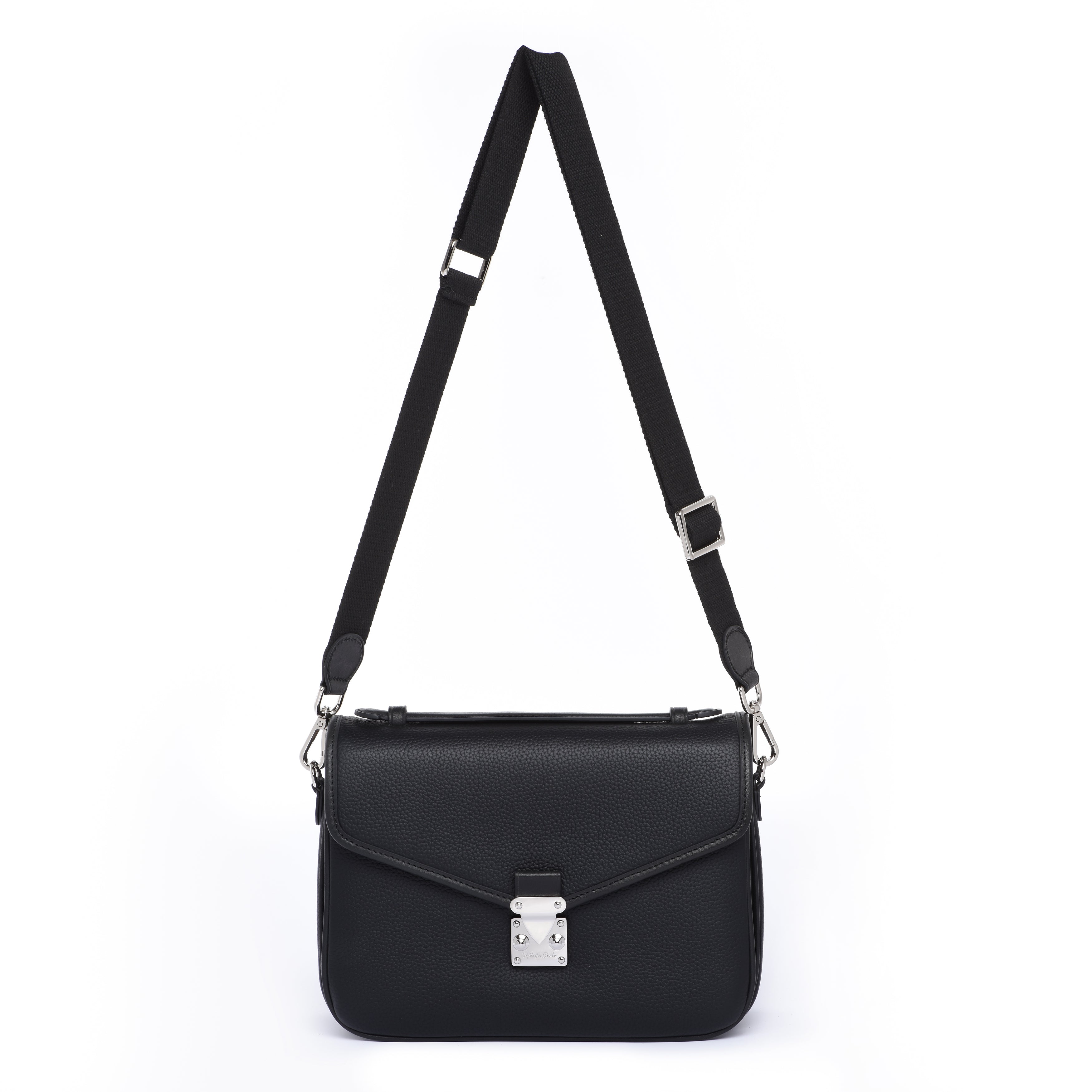 PRE ORDER Silver hardware Black Togo and Vachetta Leather - "Paris15" Satchel Crossbody bag