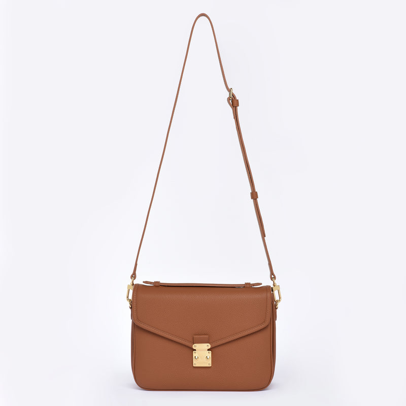 PRE ORDER Camel Togo Leather - "Paris15" Satchel Crossbody bag