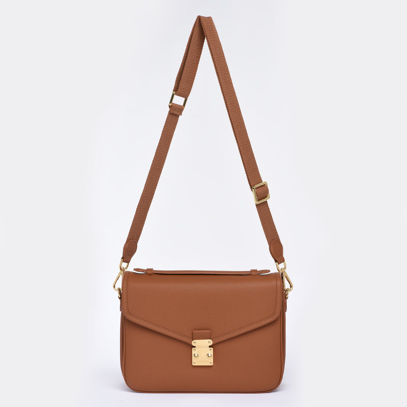 PRE ORDER Camel Togo Leather - "Paris15" Satchel Crossbody bag