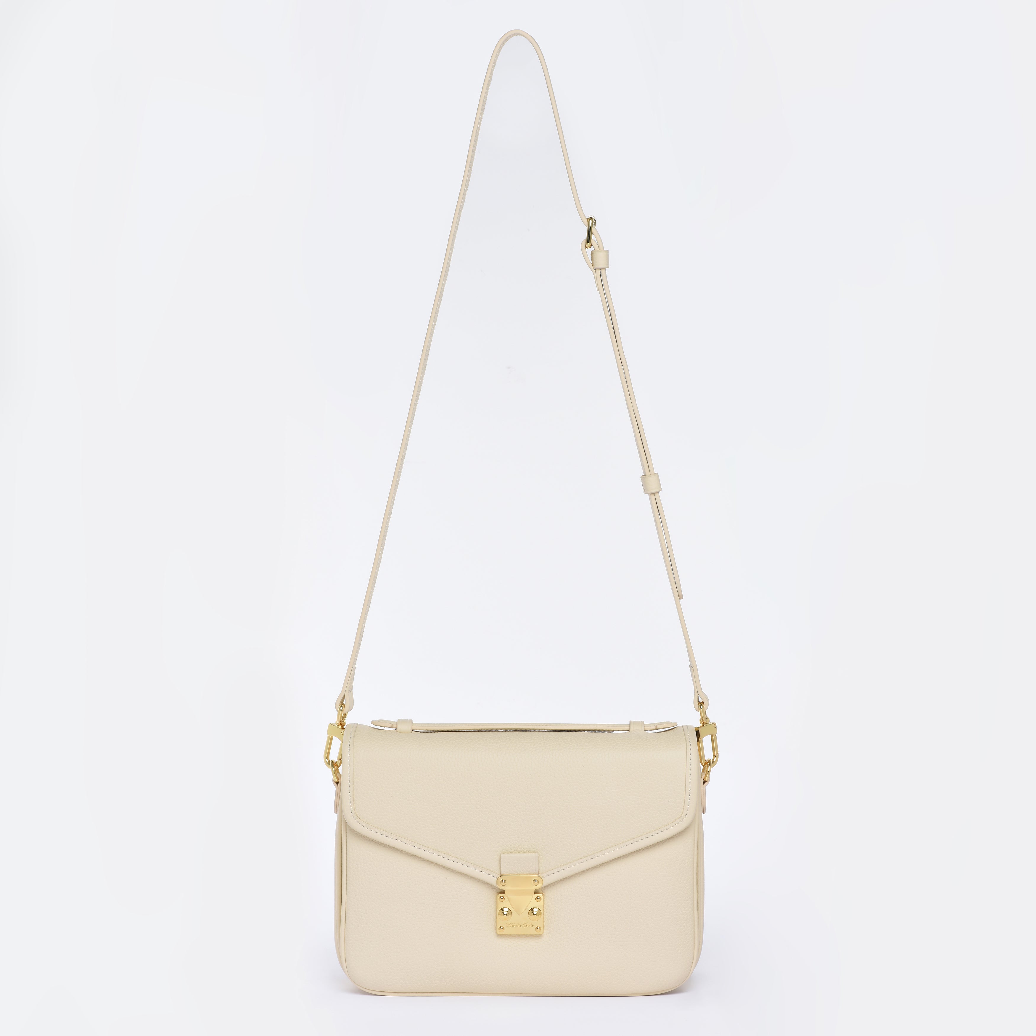 "Buttercream" Togo Leather - "Paris15" Satchel Crossbody bag