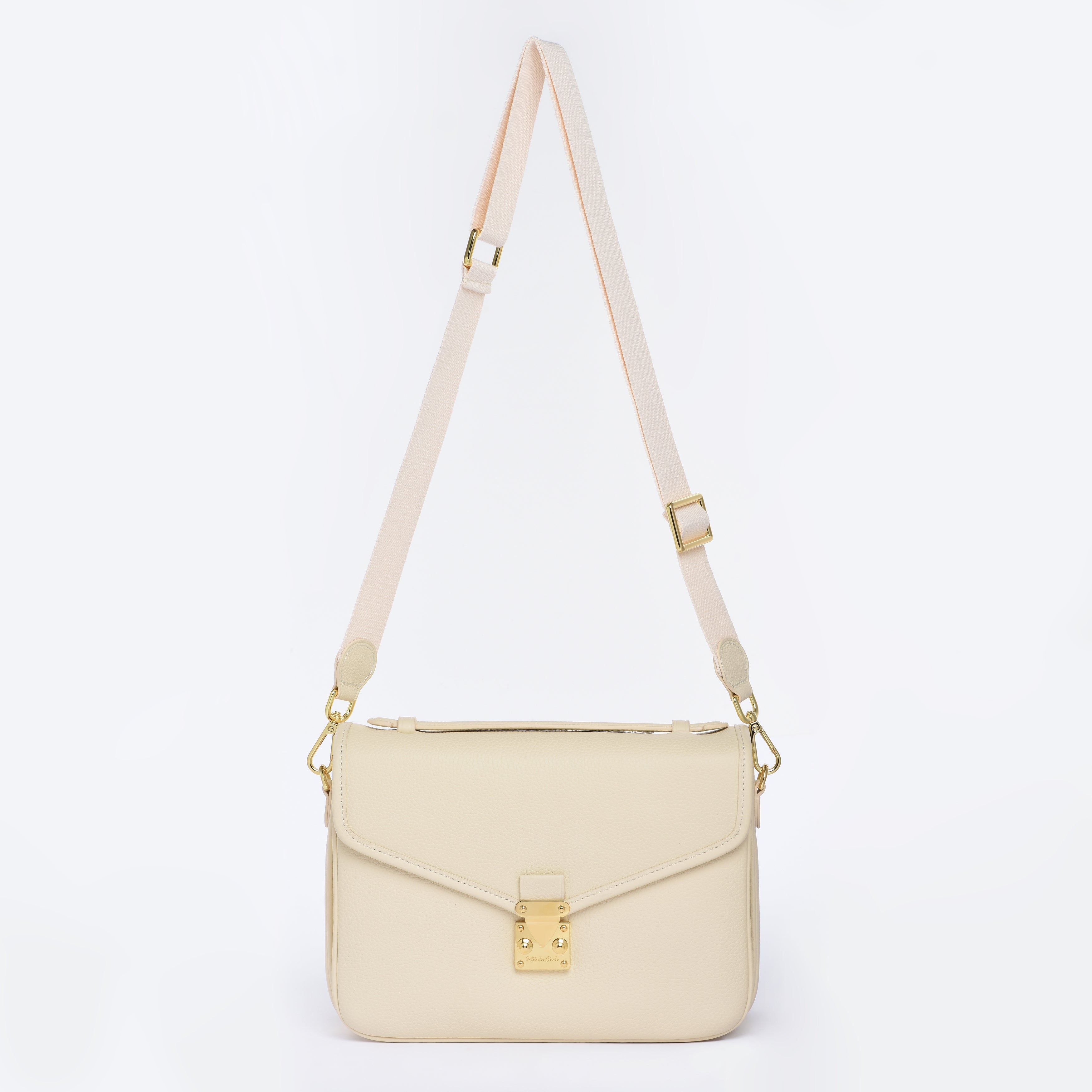 "Buttercream" Togo Leather - "Paris15" Satchel Crossbody bag