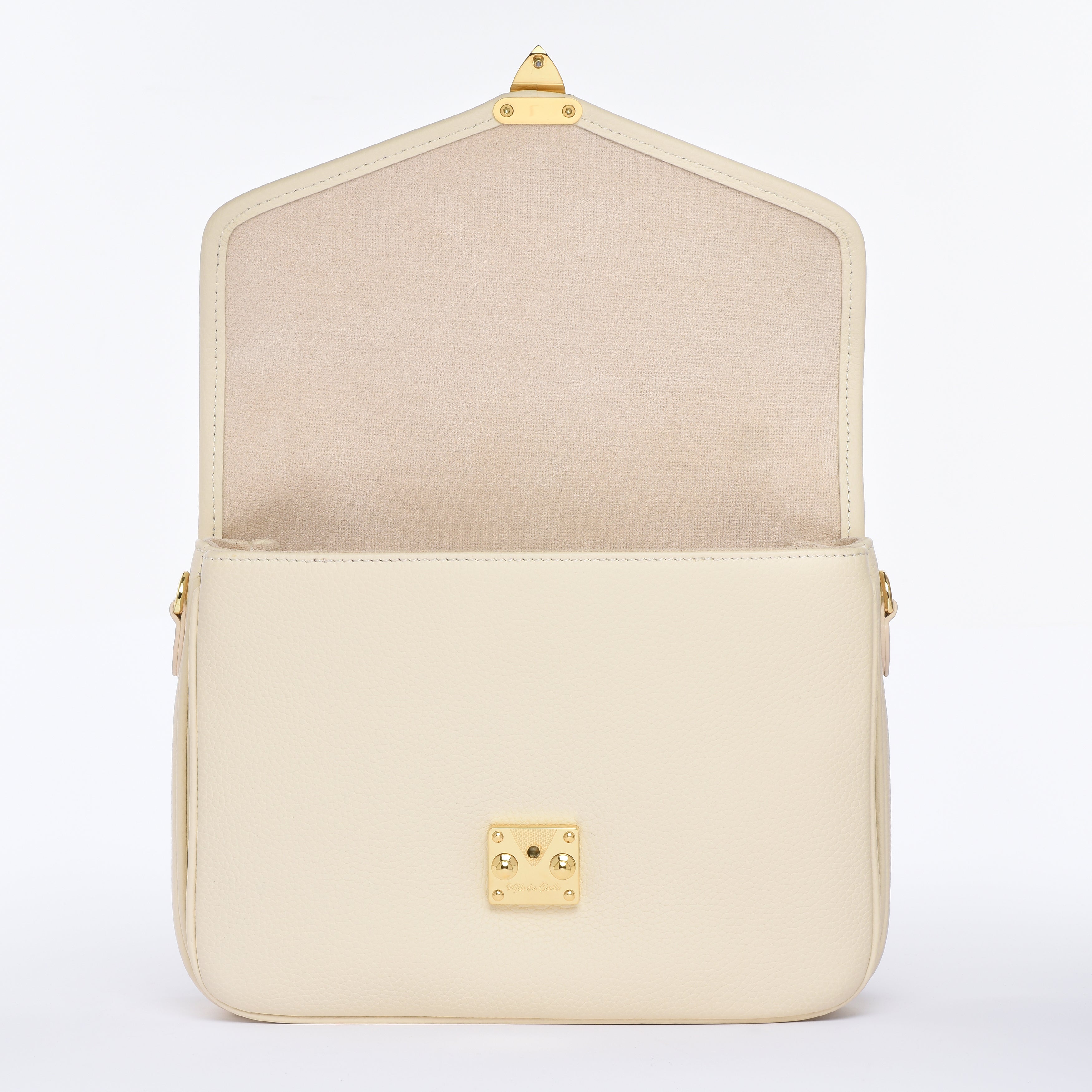 "Buttercream" Togo Leather - "Paris15" Satchel Crossbody bag