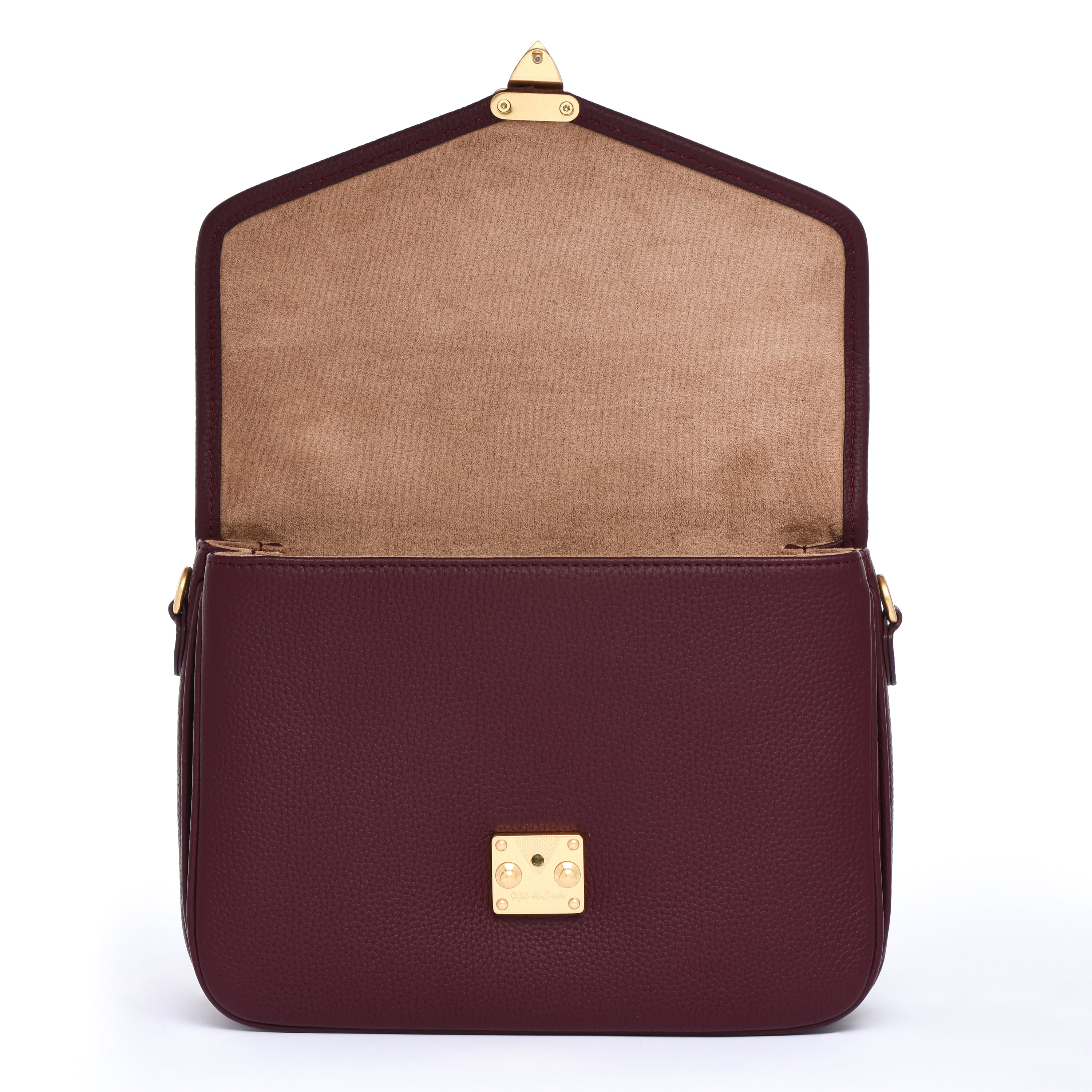 "Burgundy" Togo Leather - "Paris15" Satchel Crossbody bag