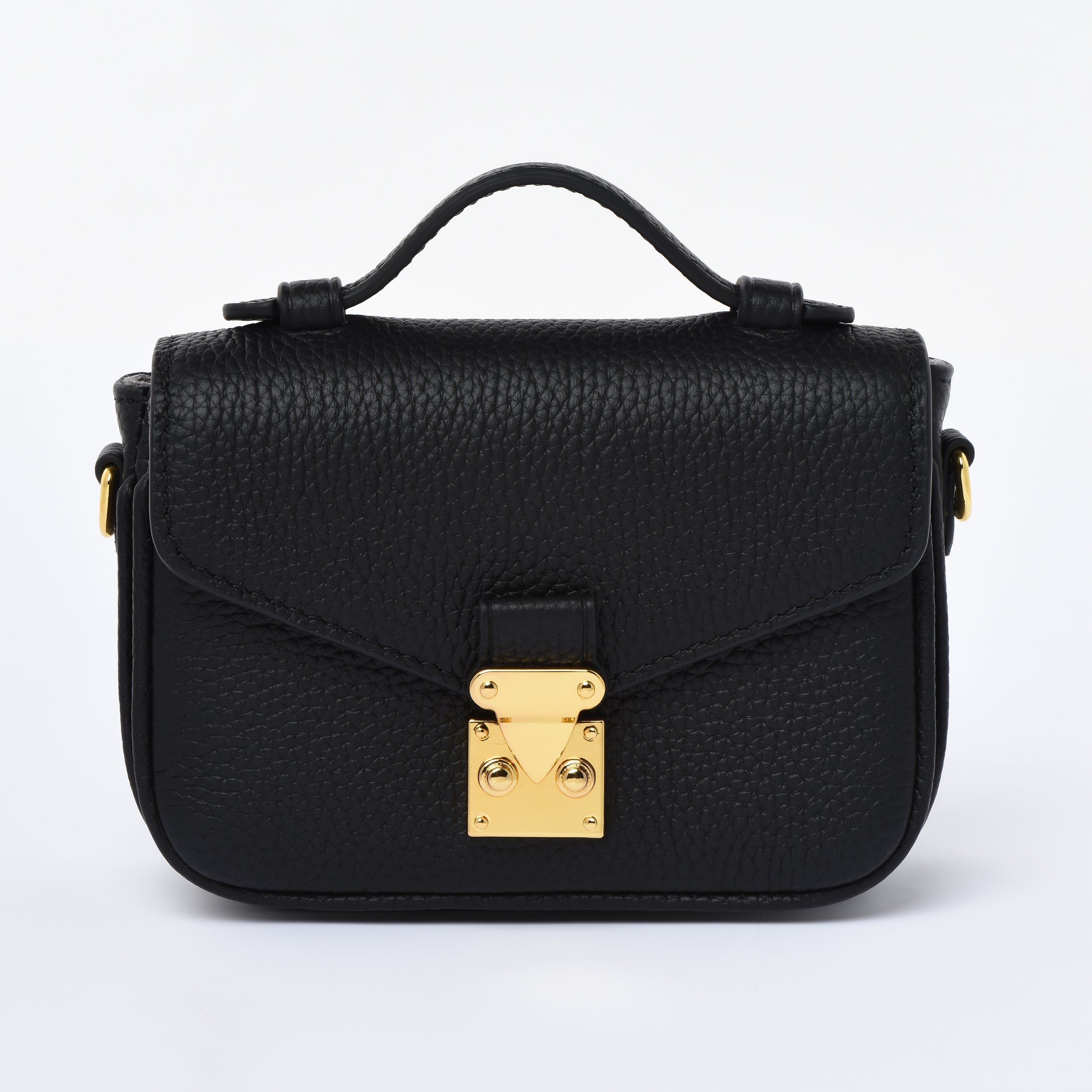 Black Togo " MICRO Paris15" Mini Crossbody bag