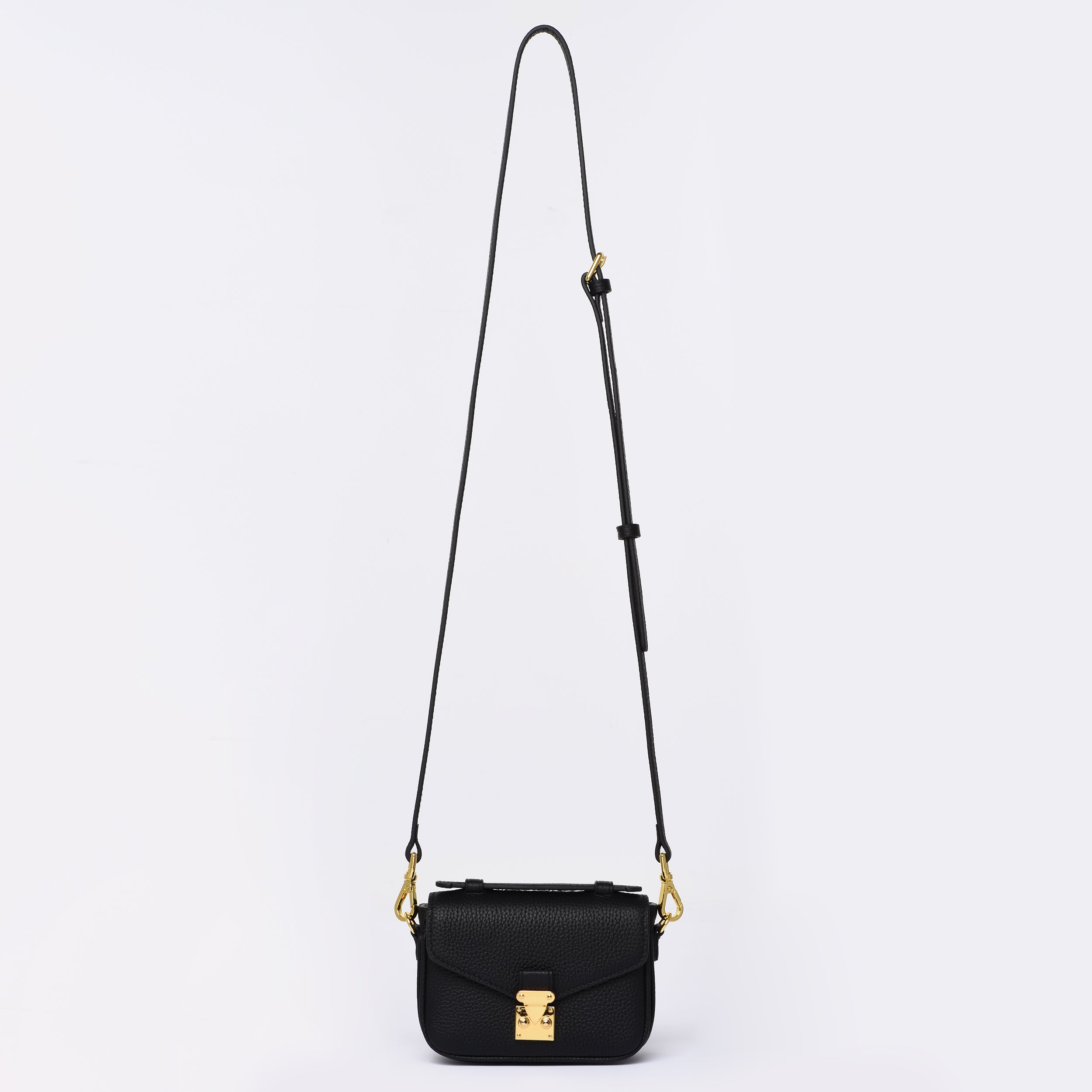 Black Togo " MICRO Paris15" Mini Crossbody bag