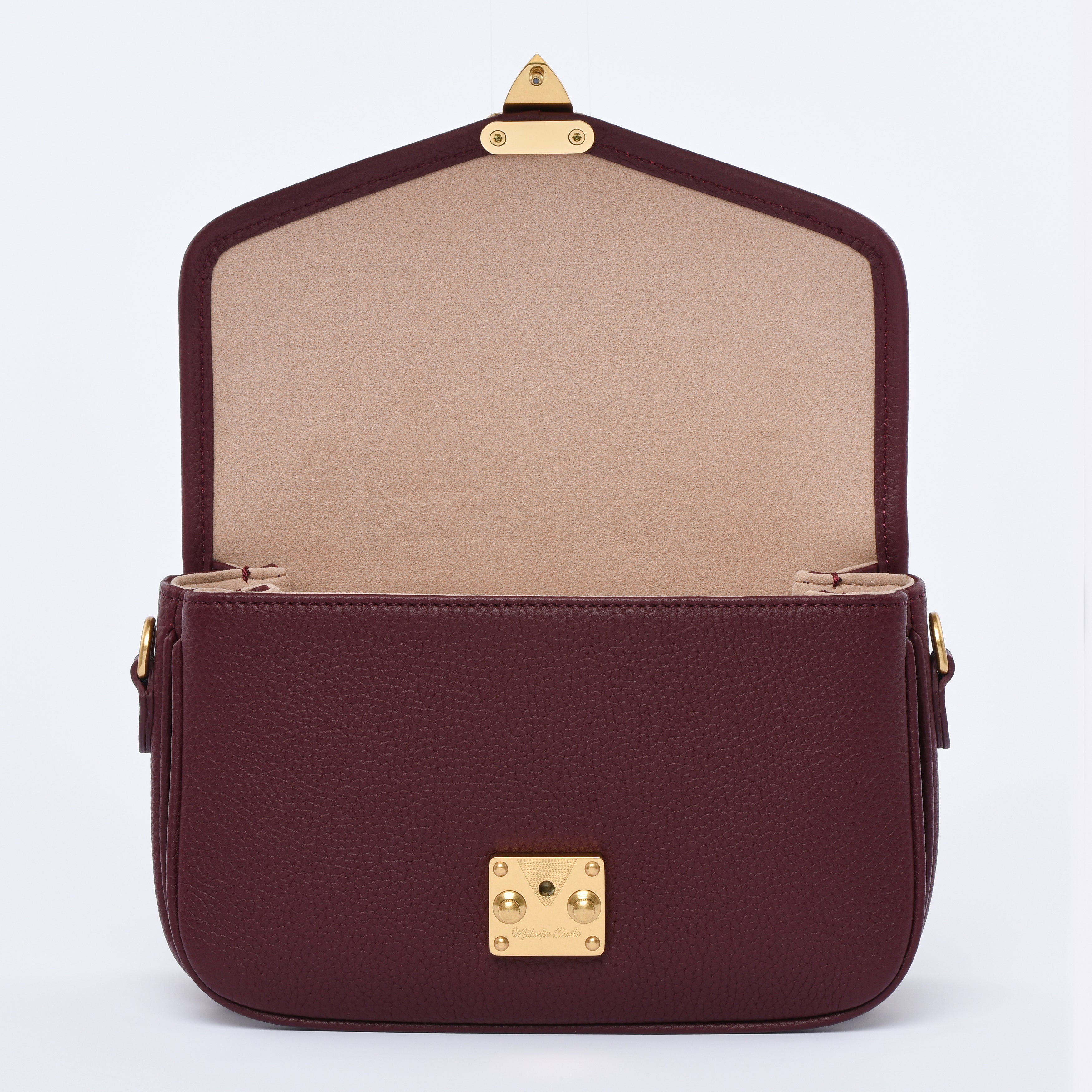 Burgundy - "Le Petit Paris15" Crossbody bag - Antique Gold Hardware