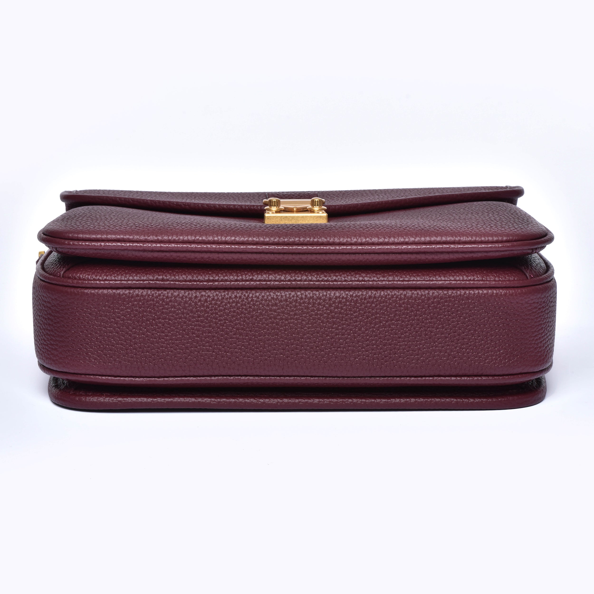 "Burgundy" Togo Leather - "Paris15" Satchel Crossbody bag