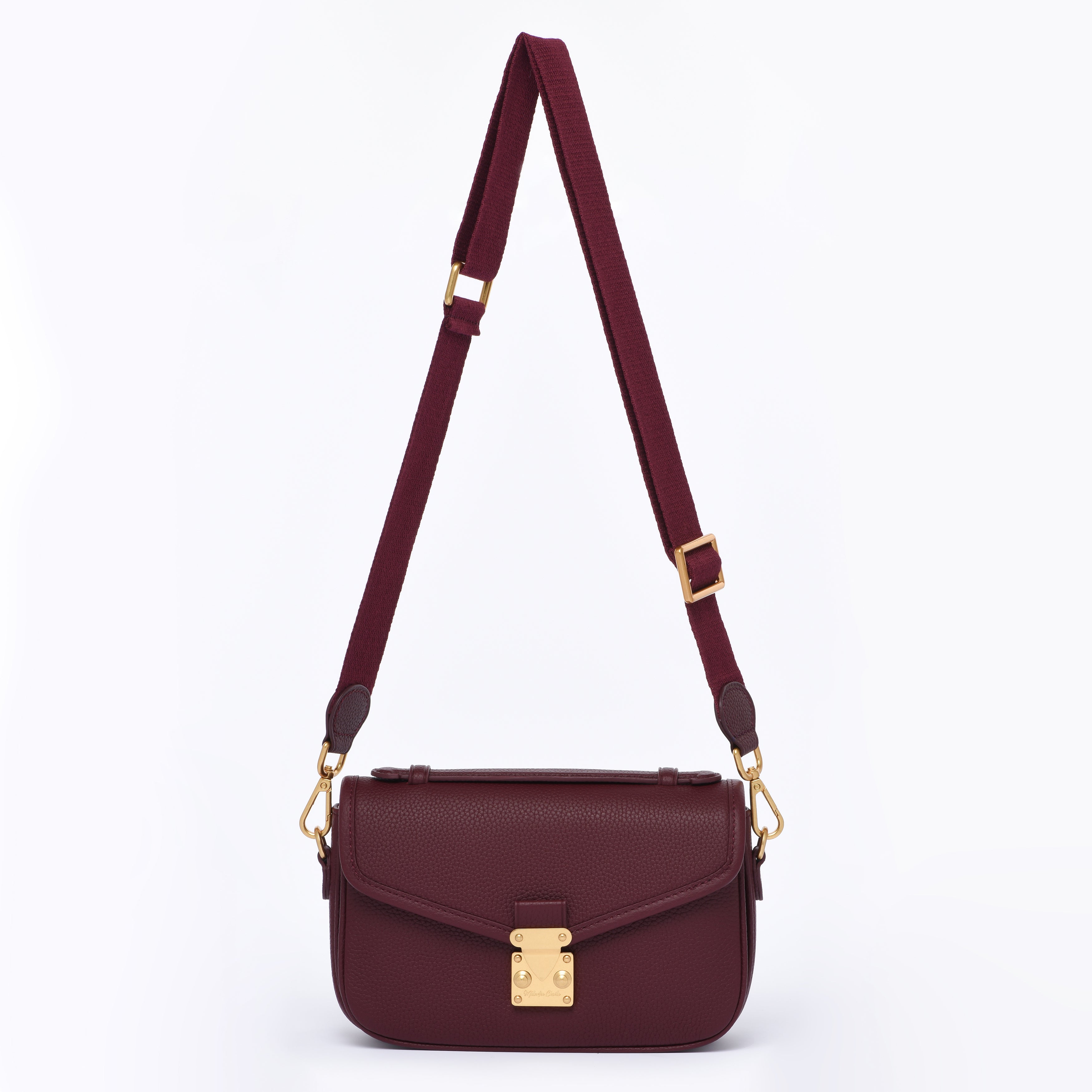 Burgundy - "Le Petit Paris15" Crossbody bag - Antique Gold Hardware