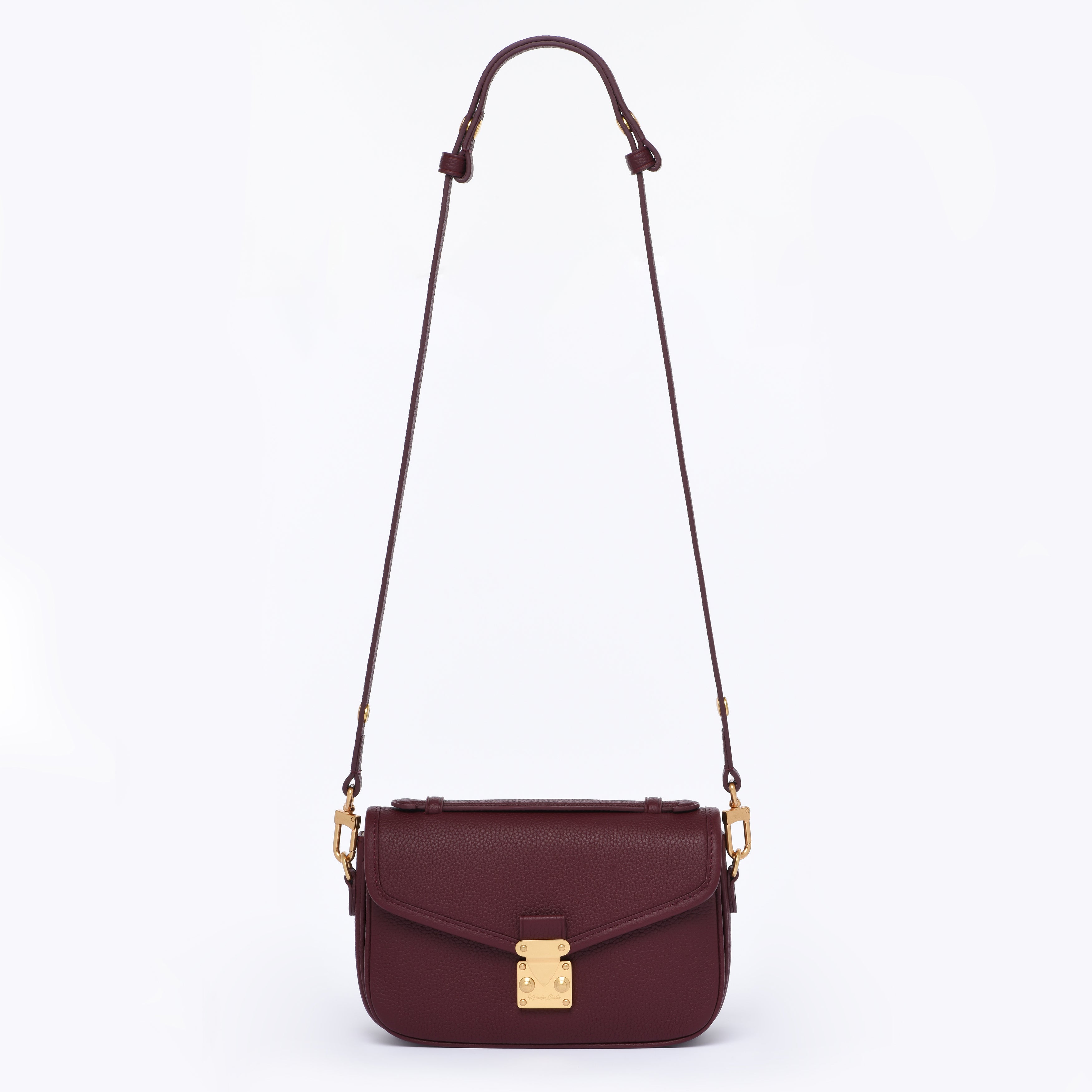 Burgundy - "Le Petit Paris15" Crossbody bag - Antique Gold Hardware