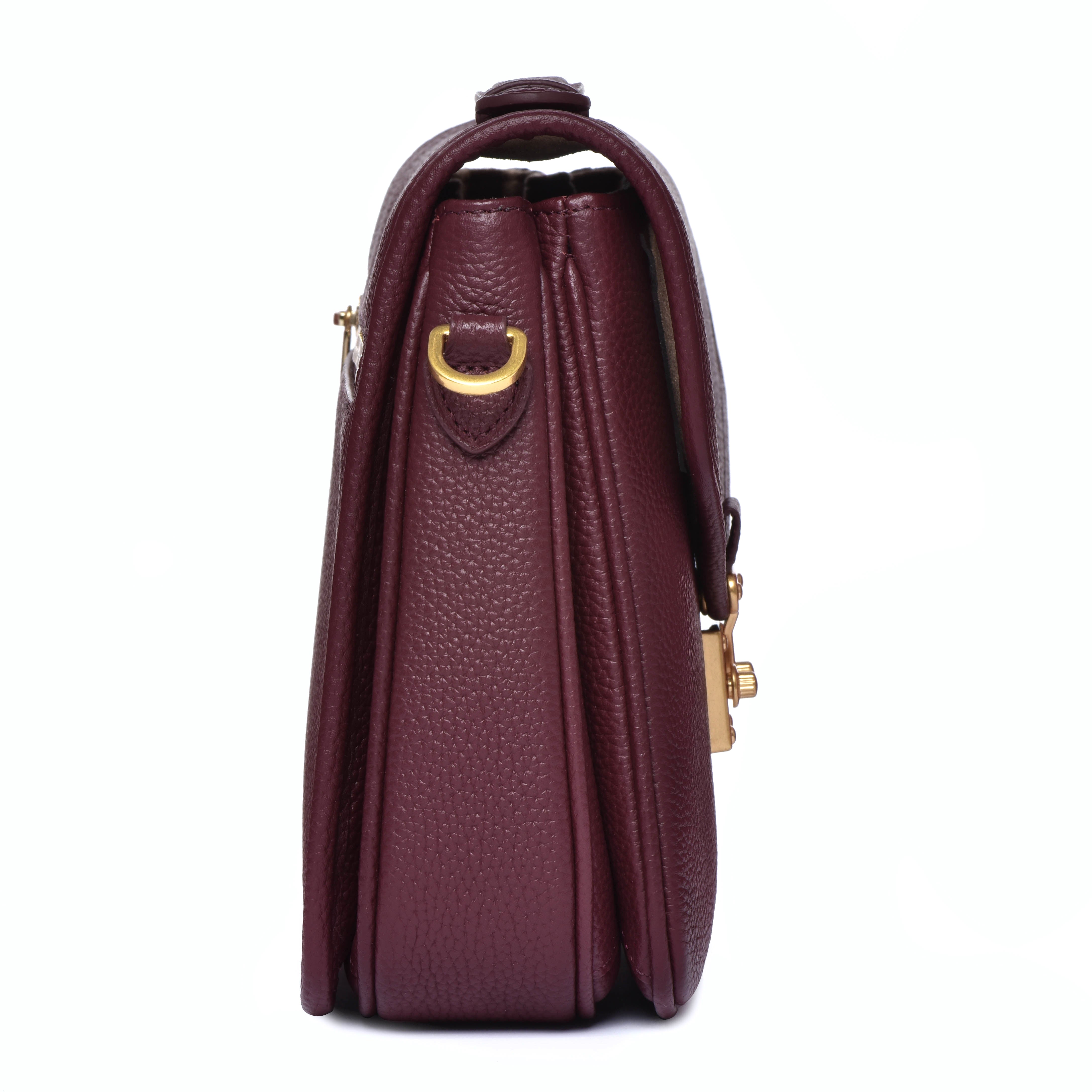 "Burgundy" Togo Leather - "Paris15" Satchel Crossbody bag