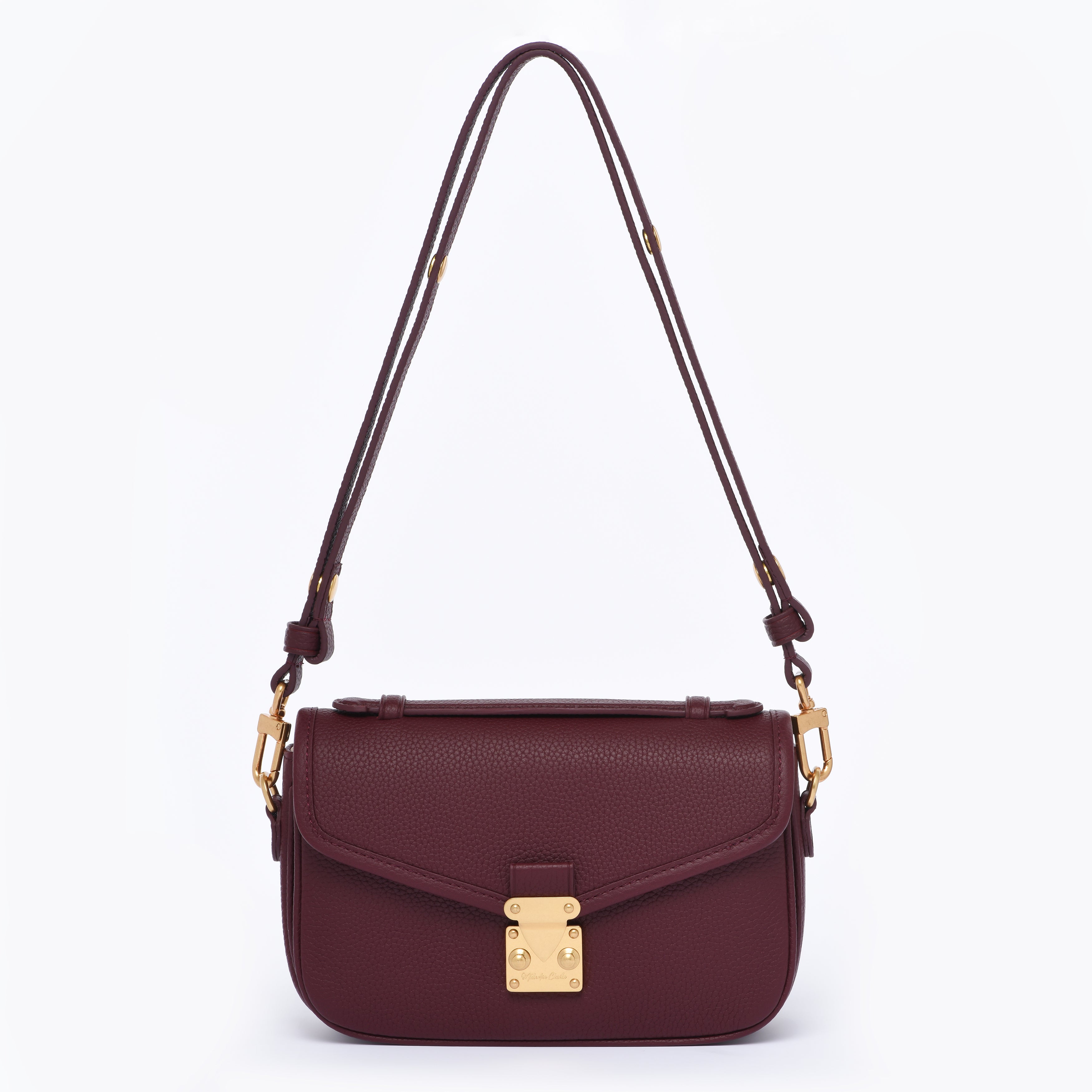 Burgundy - "Le Petit Paris15" Crossbody bag - Antique Gold Hardware